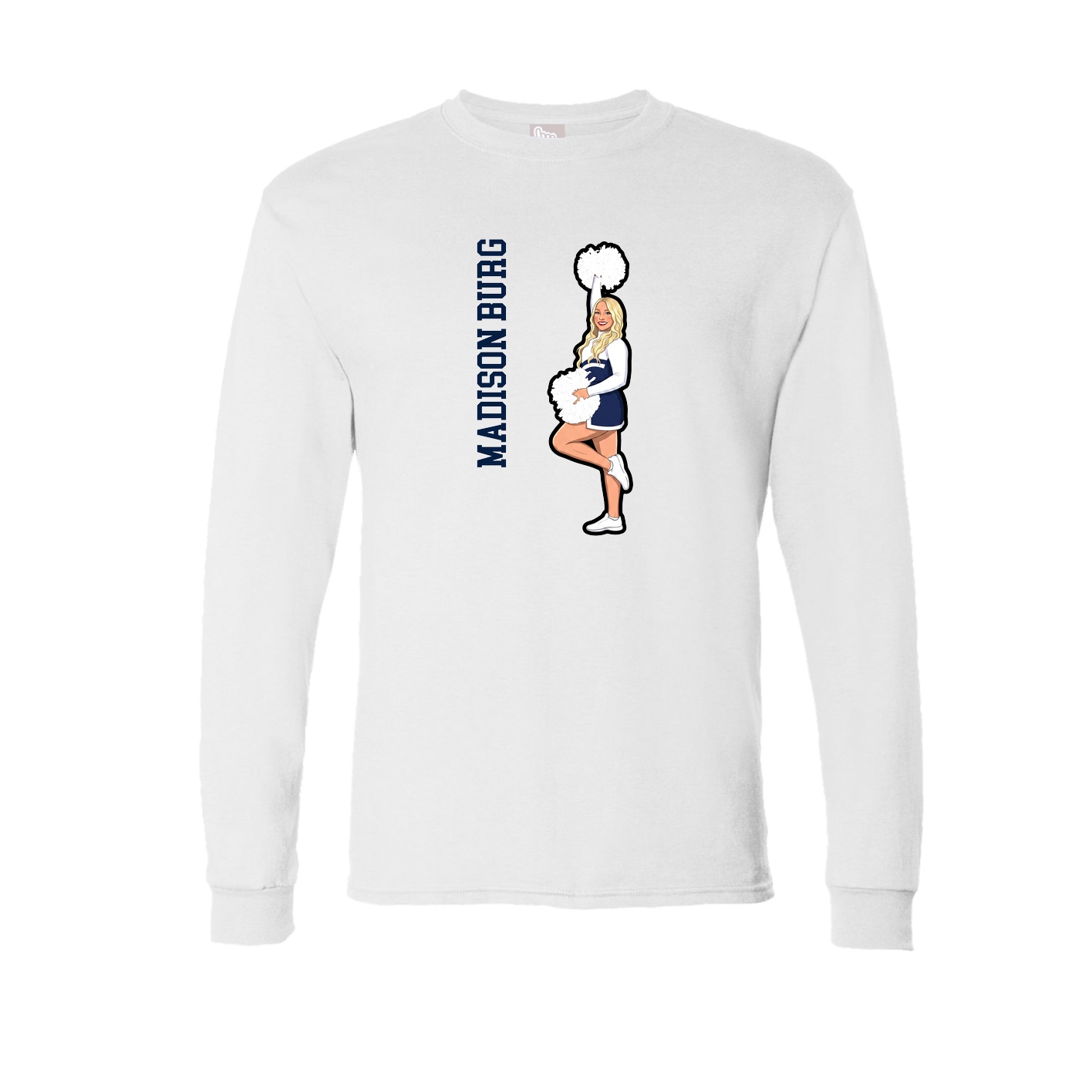 Long Sleeve Tee — Name Vertical in White