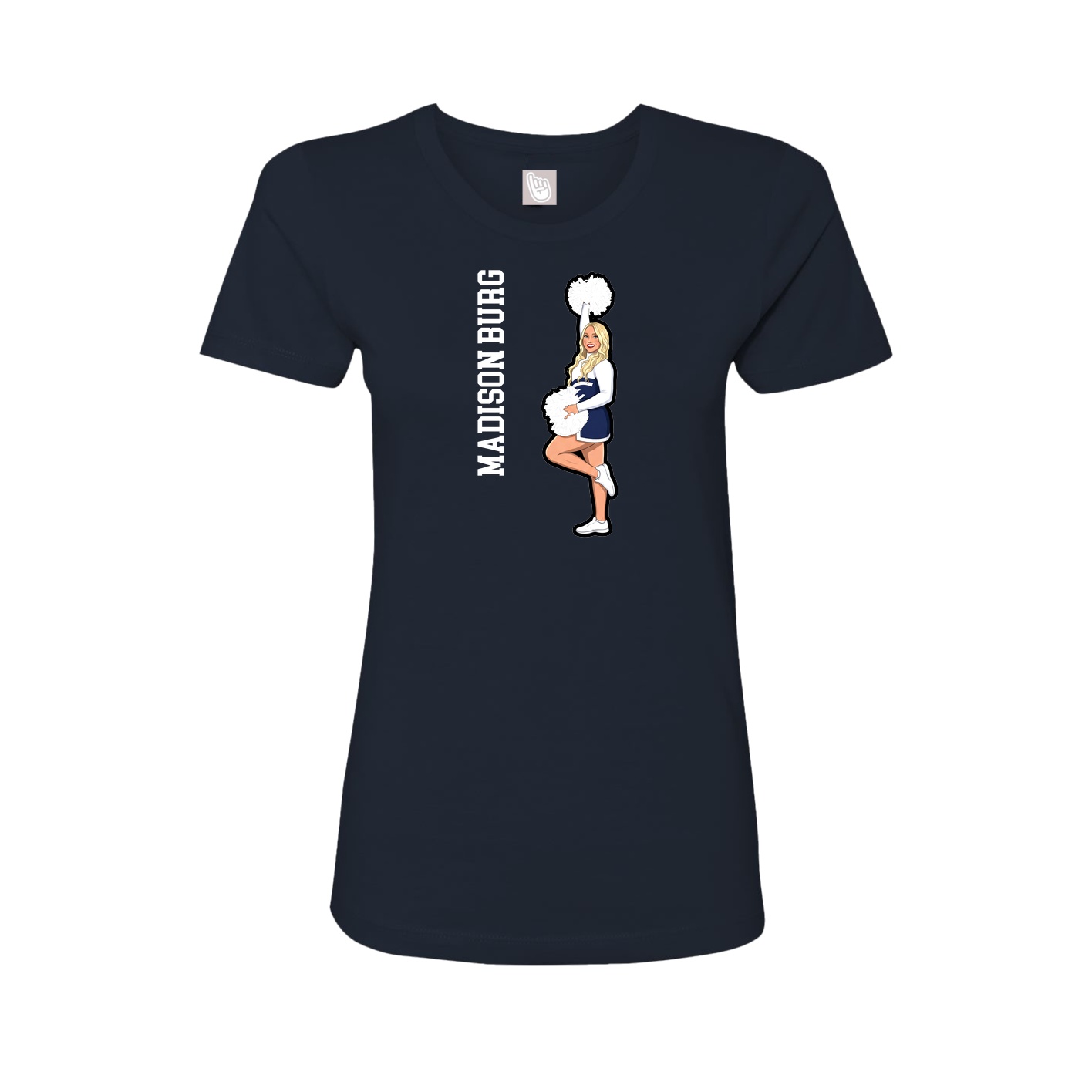 Fitted Women's Tee — Name Vertical in Navy
