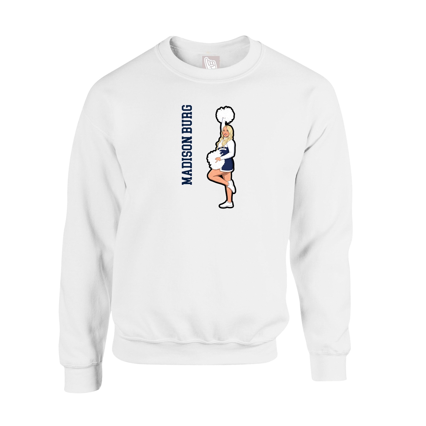 Fleece Crew — Name Vertical in White