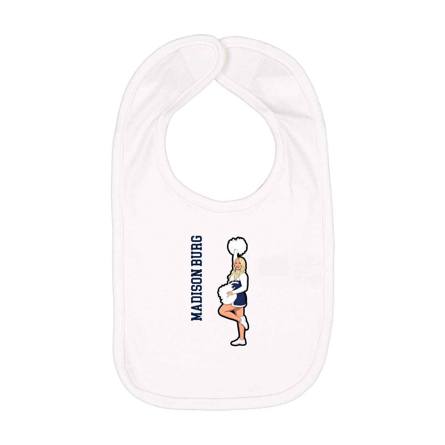 Infant Bib — Name Vertical in White