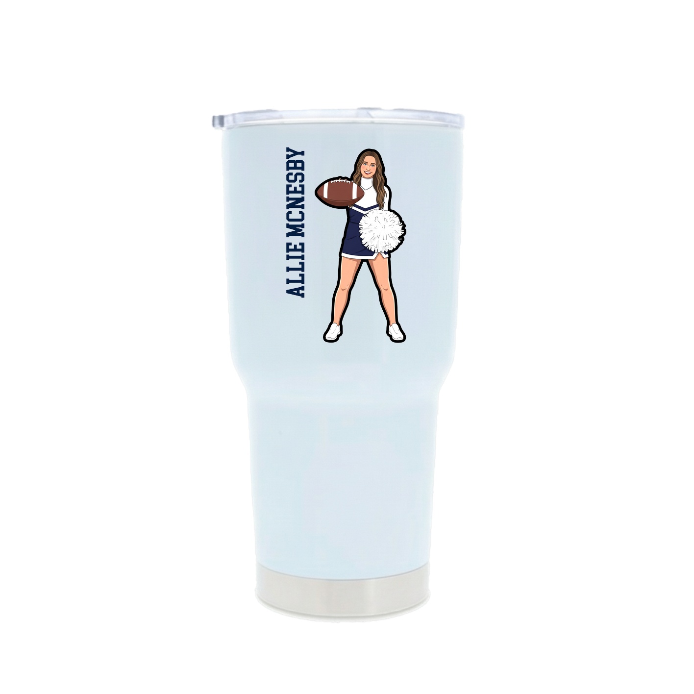 30oz Stainless Steel Tumbler — Name Vertical in White