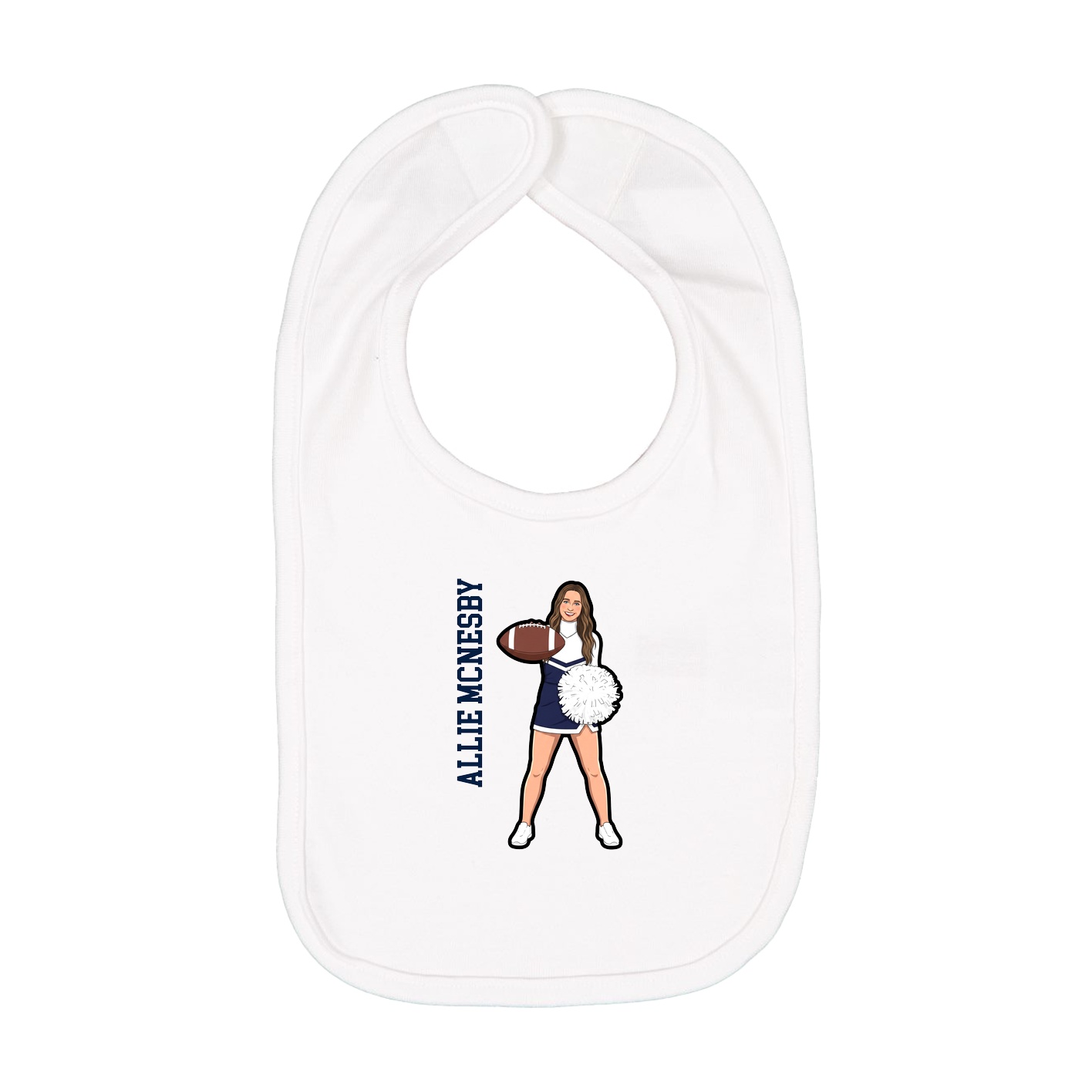 Infant Bib — Name Vertical in White