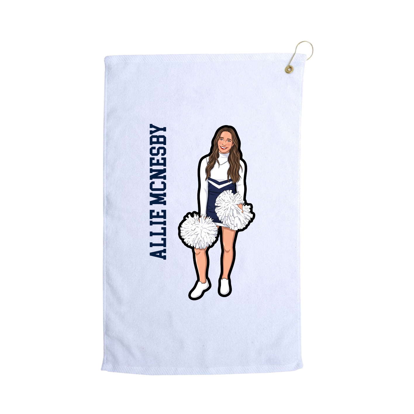 Golf Towel — Name Vertical in White