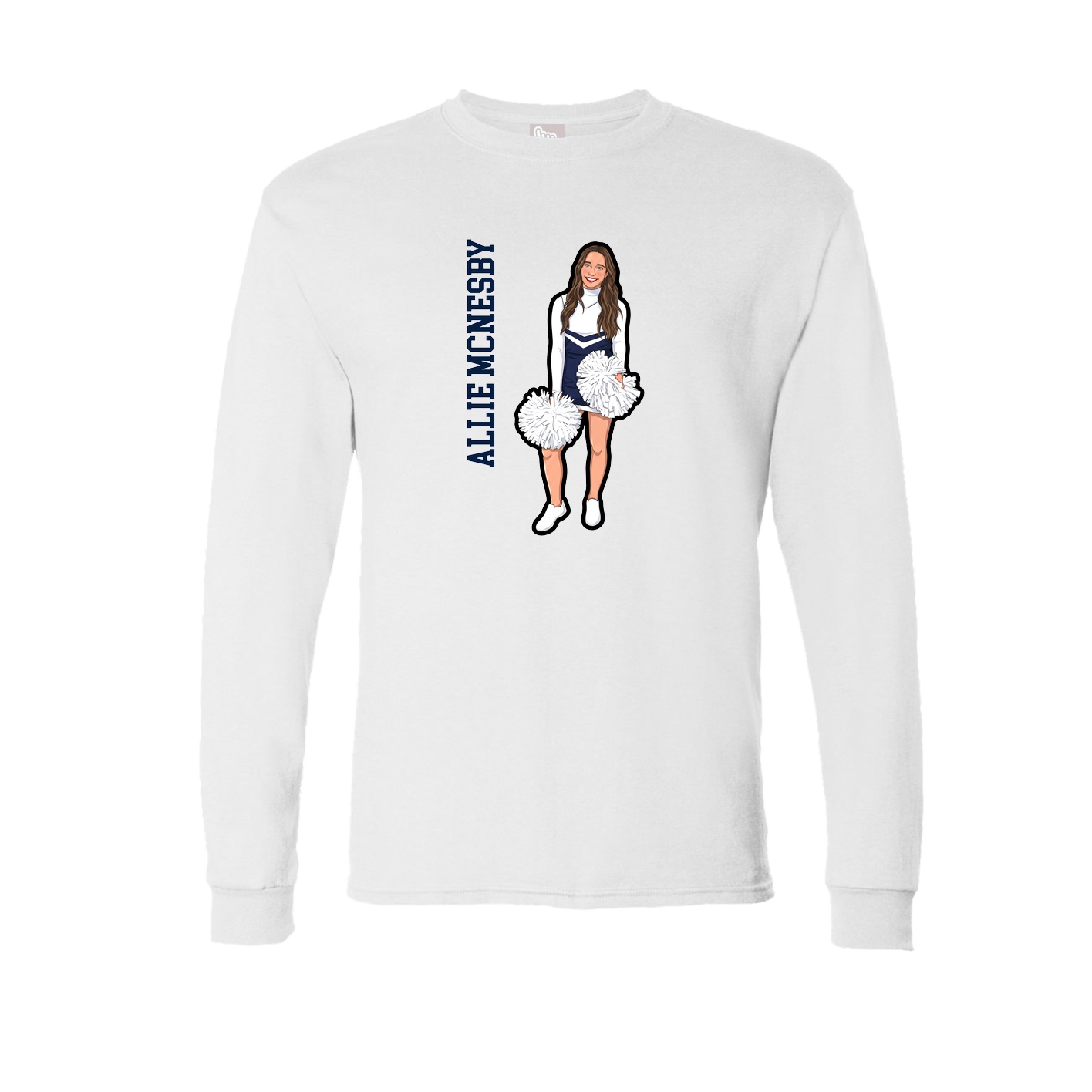 Long Sleeve Tee — Name Vertical in White