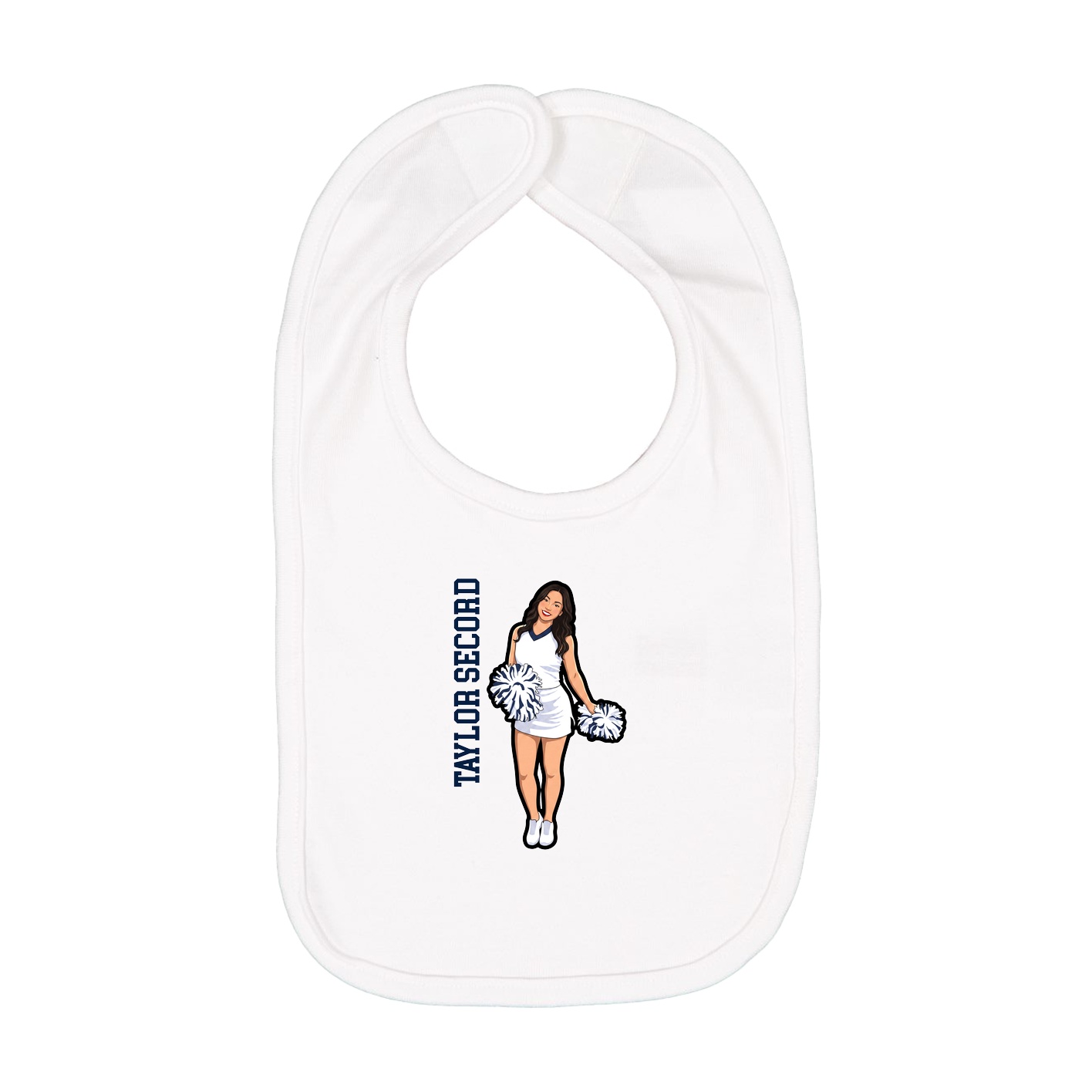 Infant Bib — Name Vertical in White