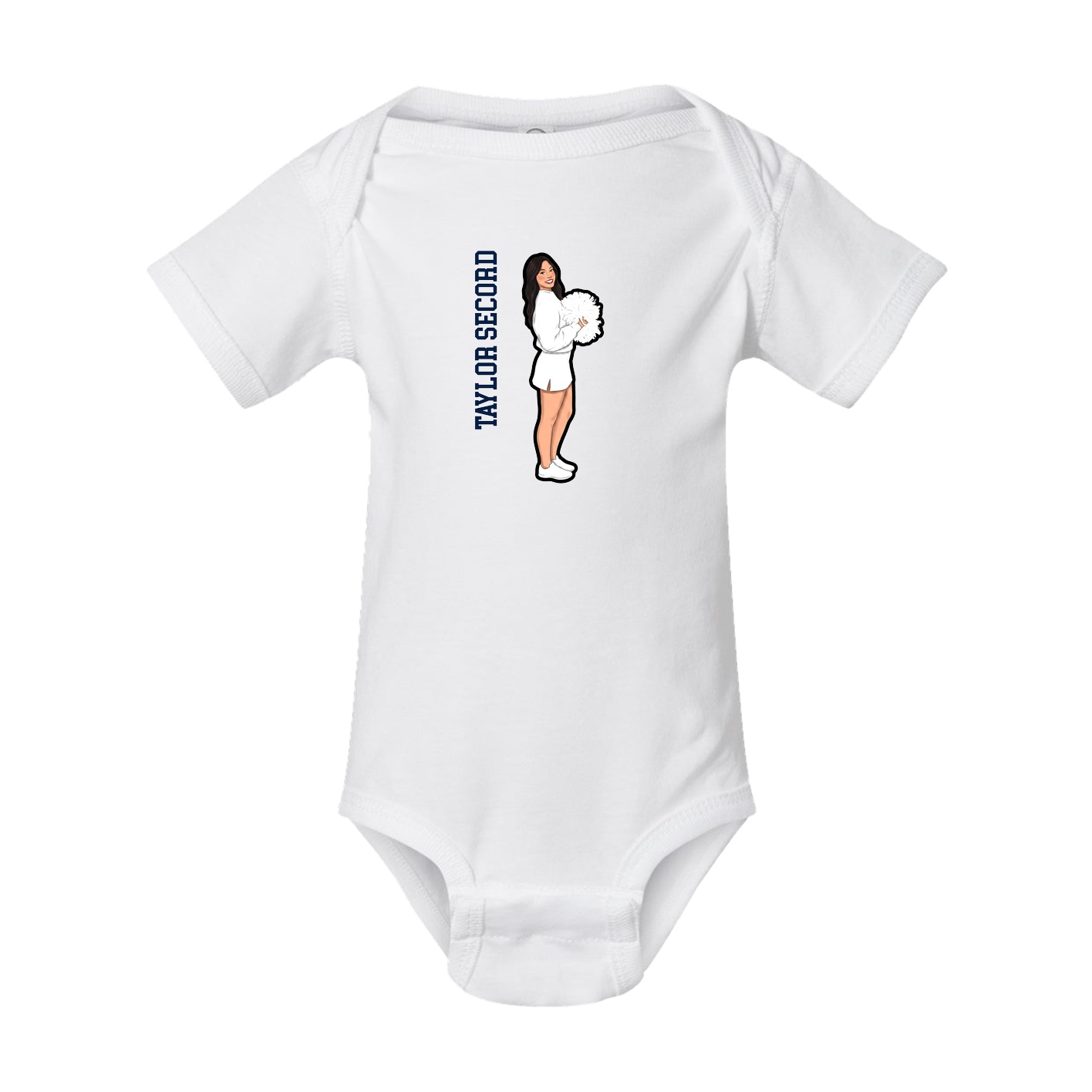 Baby Onesie — Name Vertical in White
