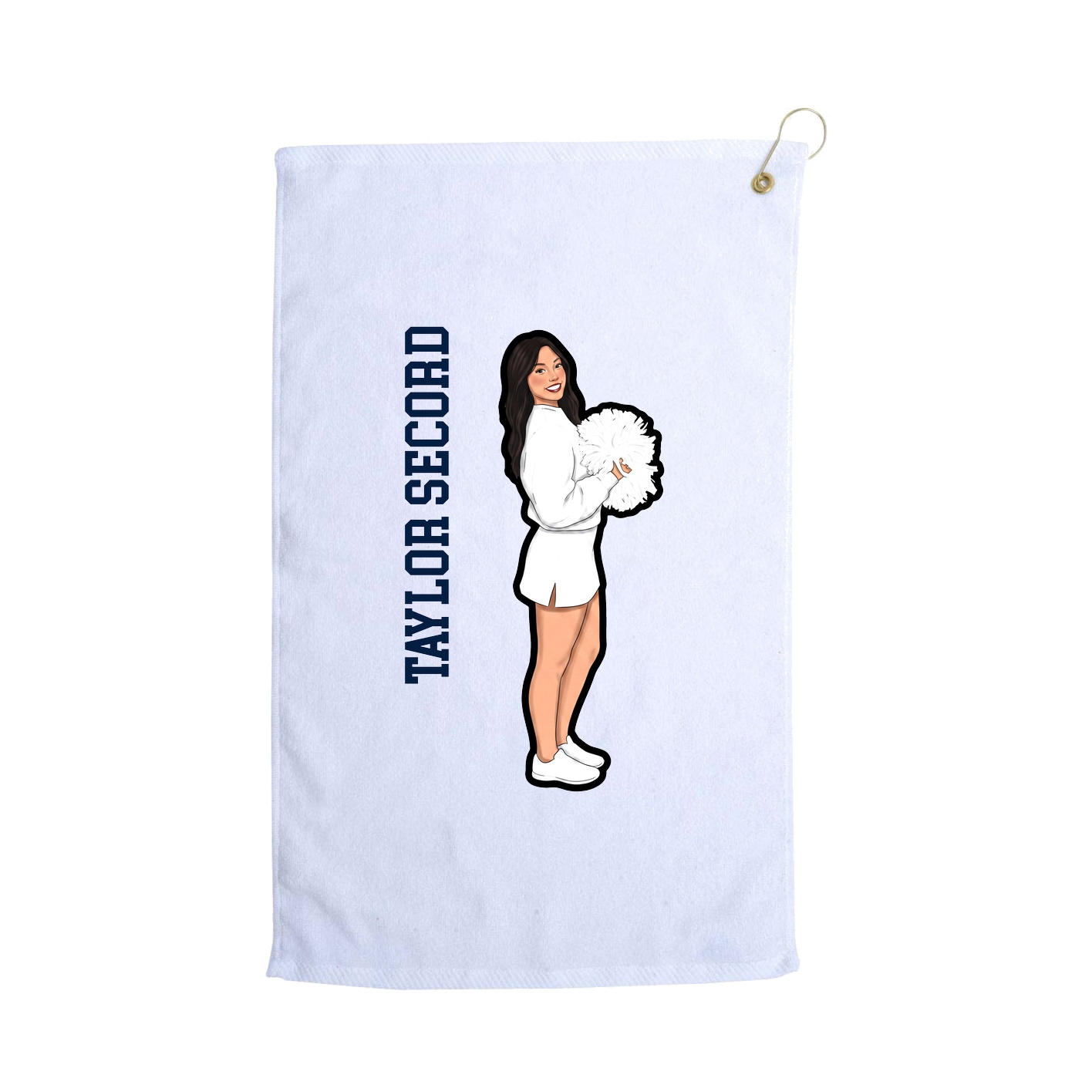 Golf Towel — Name Vertical in White