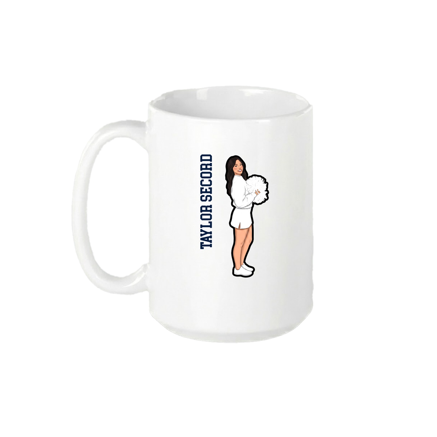 15oz Coffee Mug — Name Vertical in White