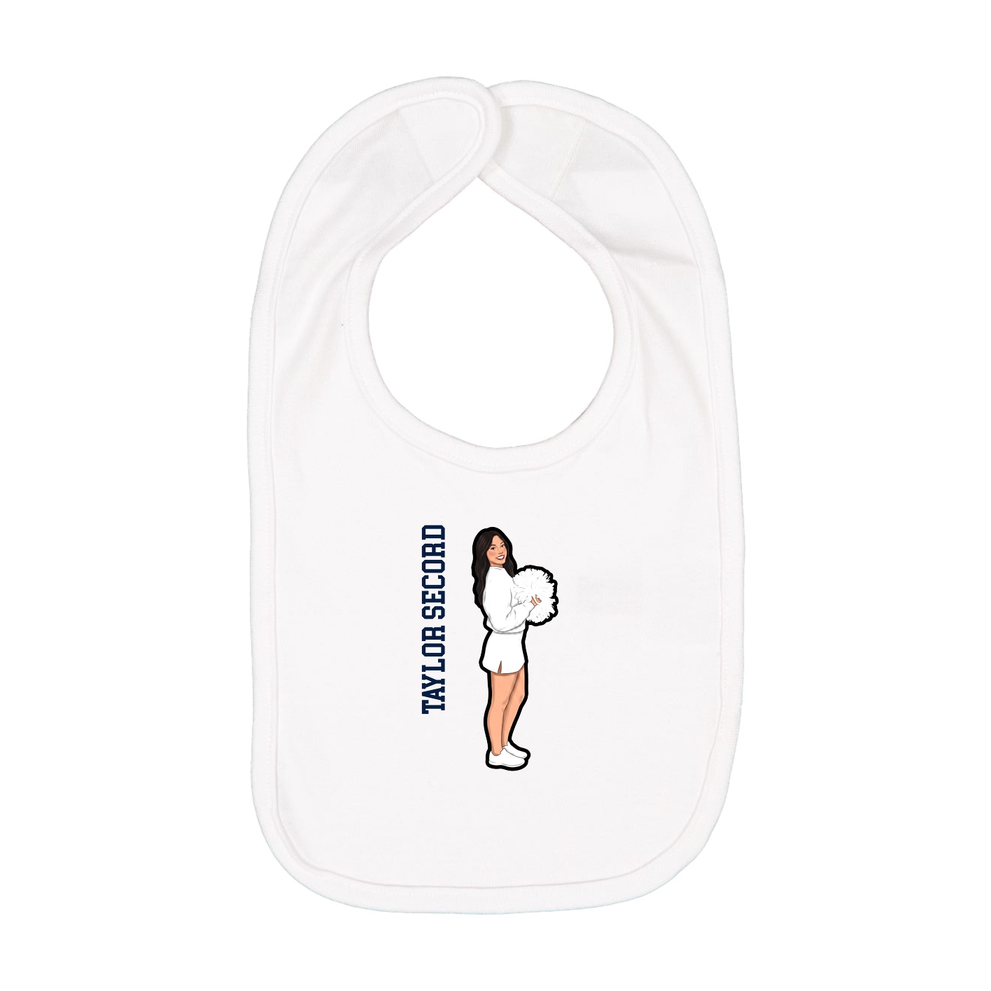 Infant Bib — Name Vertical in White