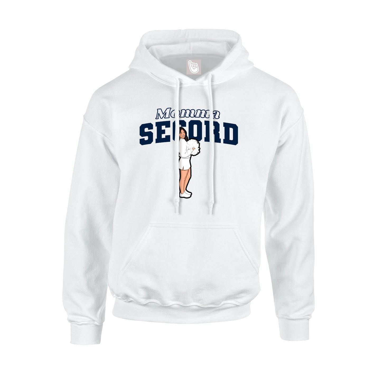 Youth Hoodie — Mothers Day Block in White