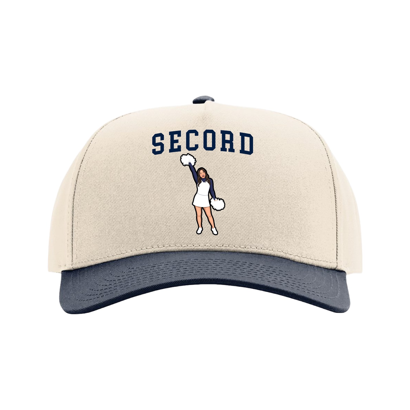 Full Fabric Five-Panel Champ Cap — Shirsey in Cream/Navy