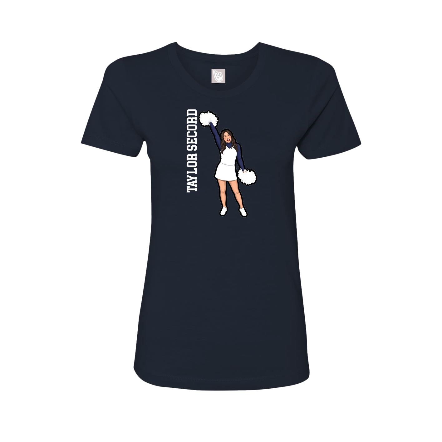 Womens Tee — Name Vertical in Navy
