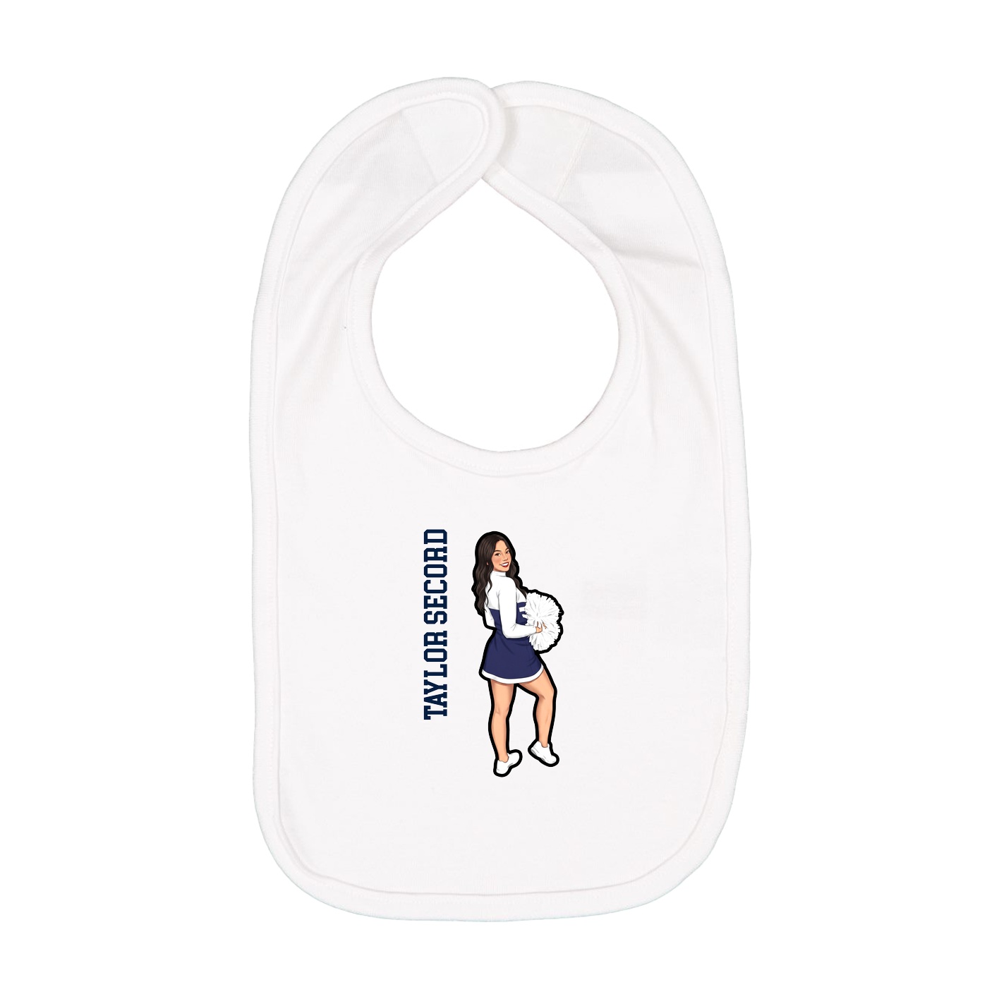 Infant Bib — Name Vertical in White