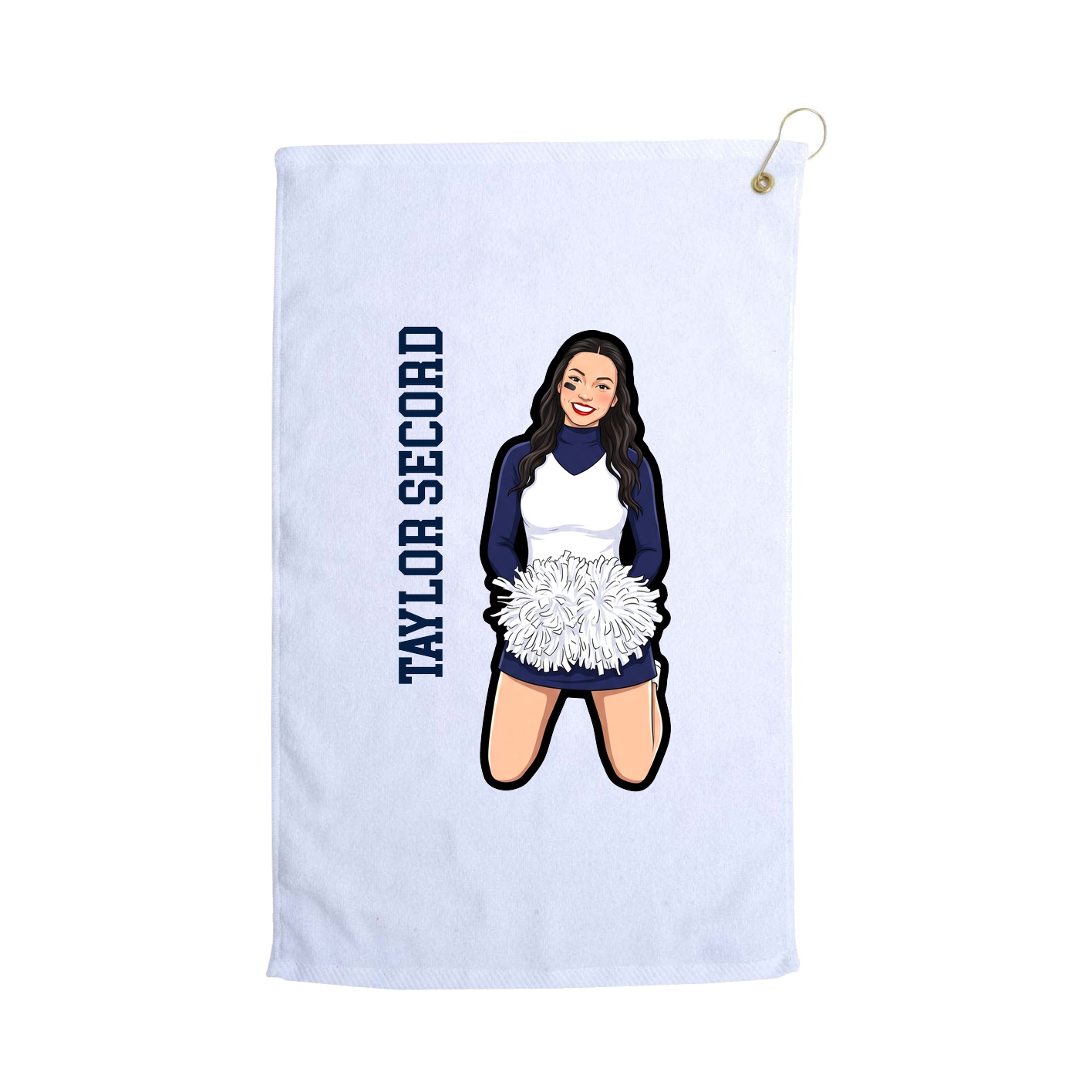 Golf Towel — Name Vertical in White