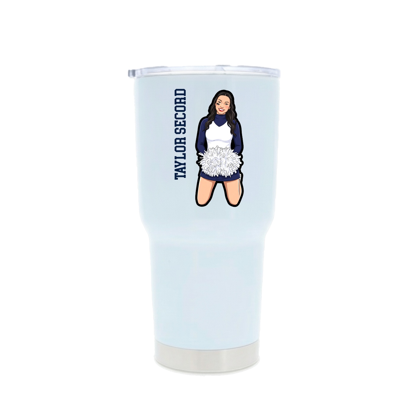 30oz Stainless Steel Tumbler — Name Vertical in White