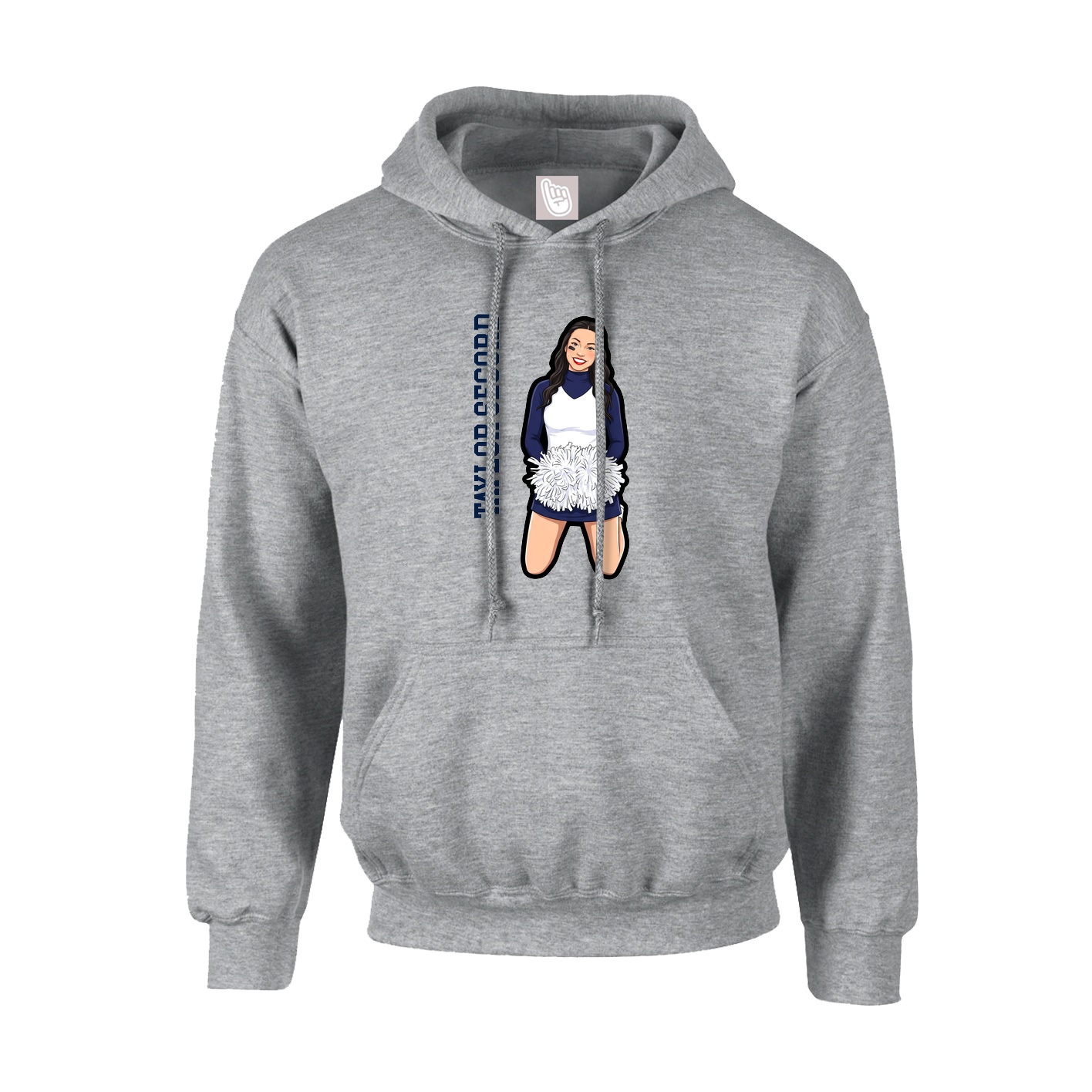 Youth Hoodie — Name Vertical in Grey