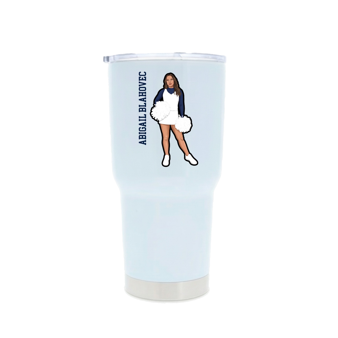 30oz Stainless Steel Tumbler — Name Vertical in White