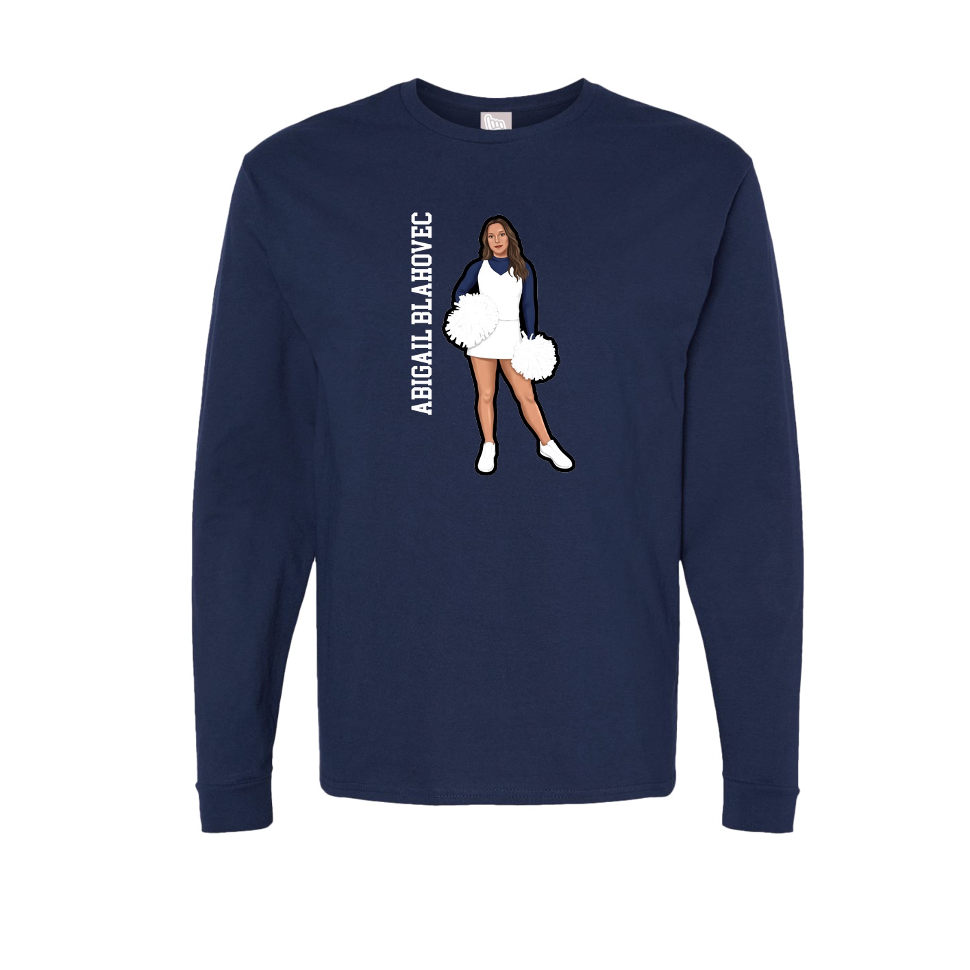 Long Sleeve Tee — Name Vertical in Navy