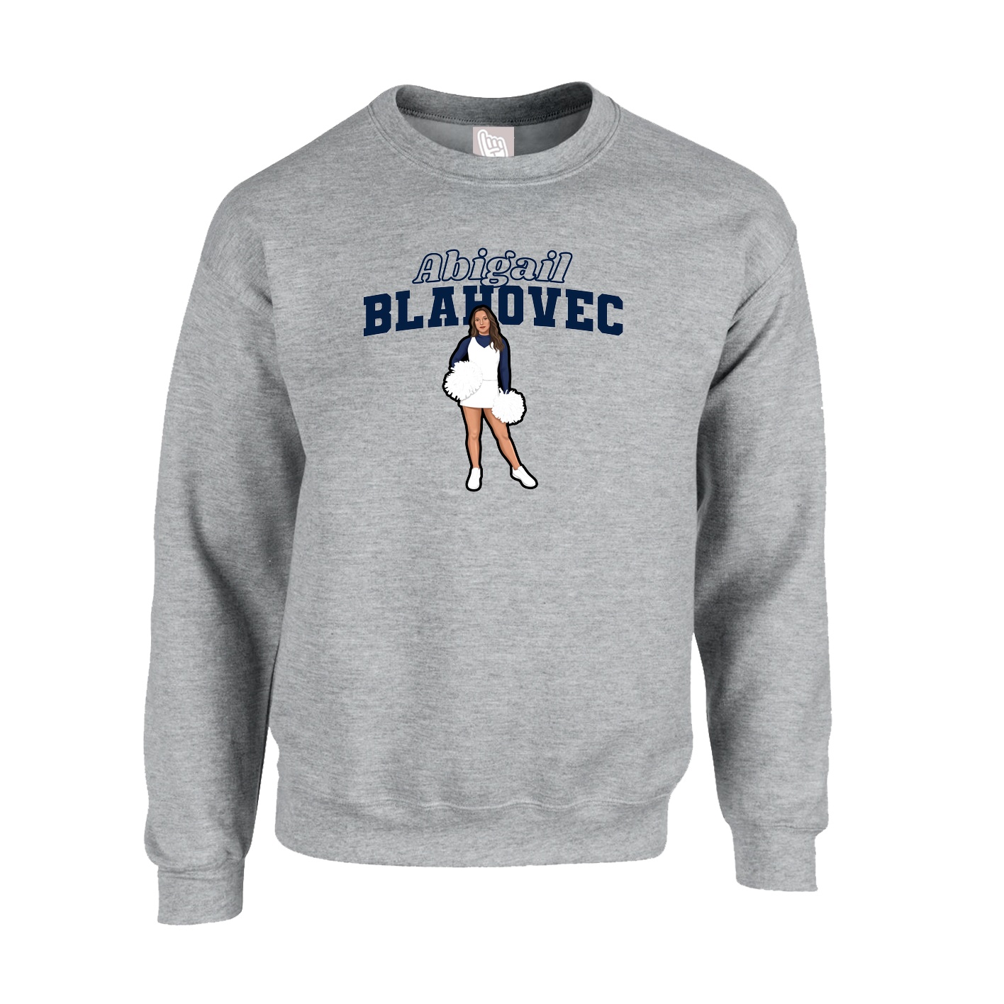Fleece Crew — Name Arch in Grey