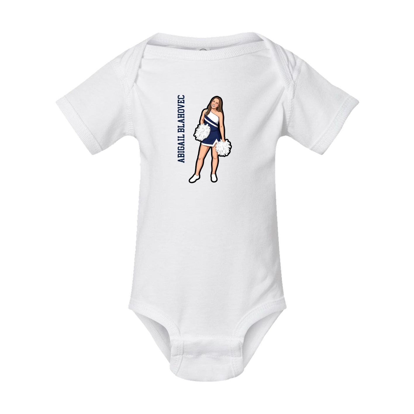 Baby Onesie — Name Vertical in White