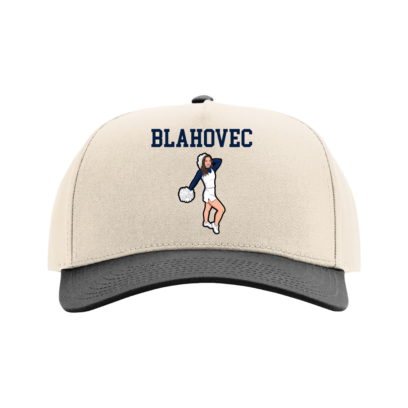Full Fabric Five-Panel Champ Cap — Shirsey in Cream/Black