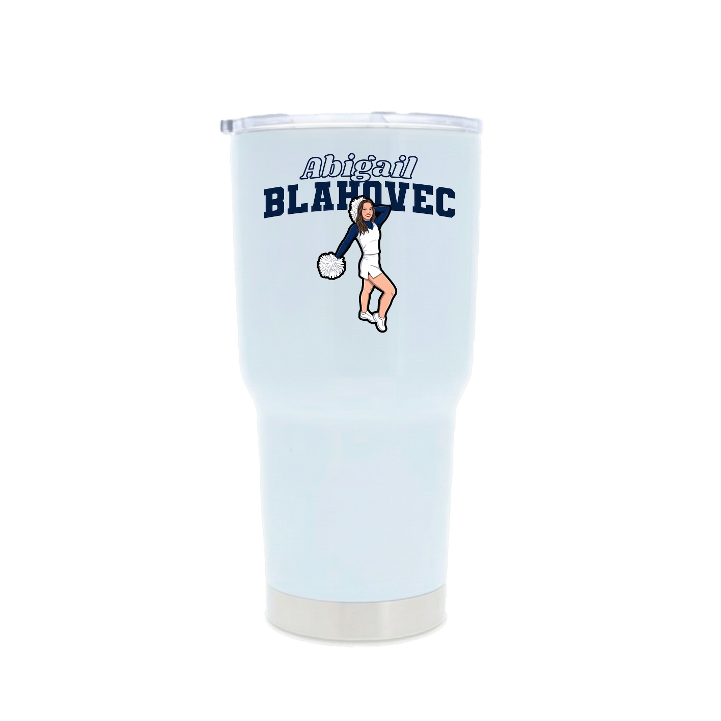 30oz Stainless Steel Tumbler — Name Arch in White