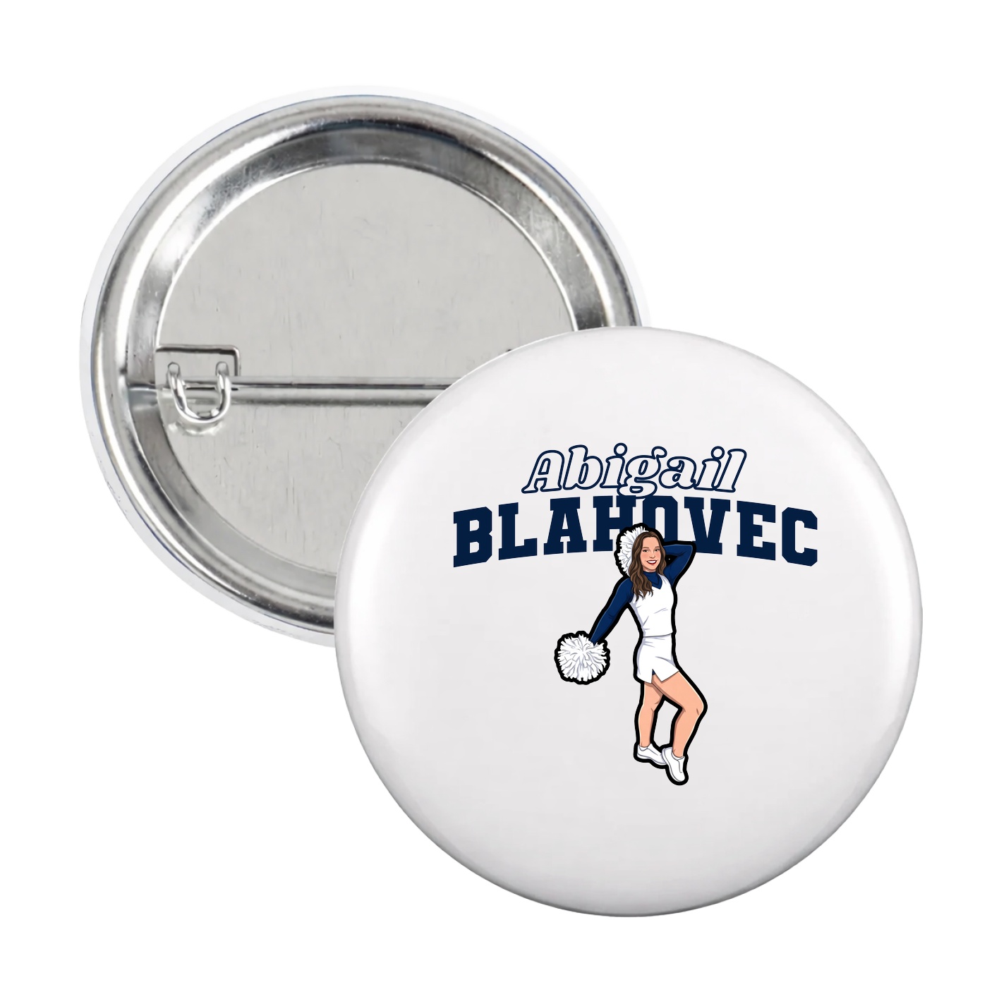 Game Day Button — Name Arch in White