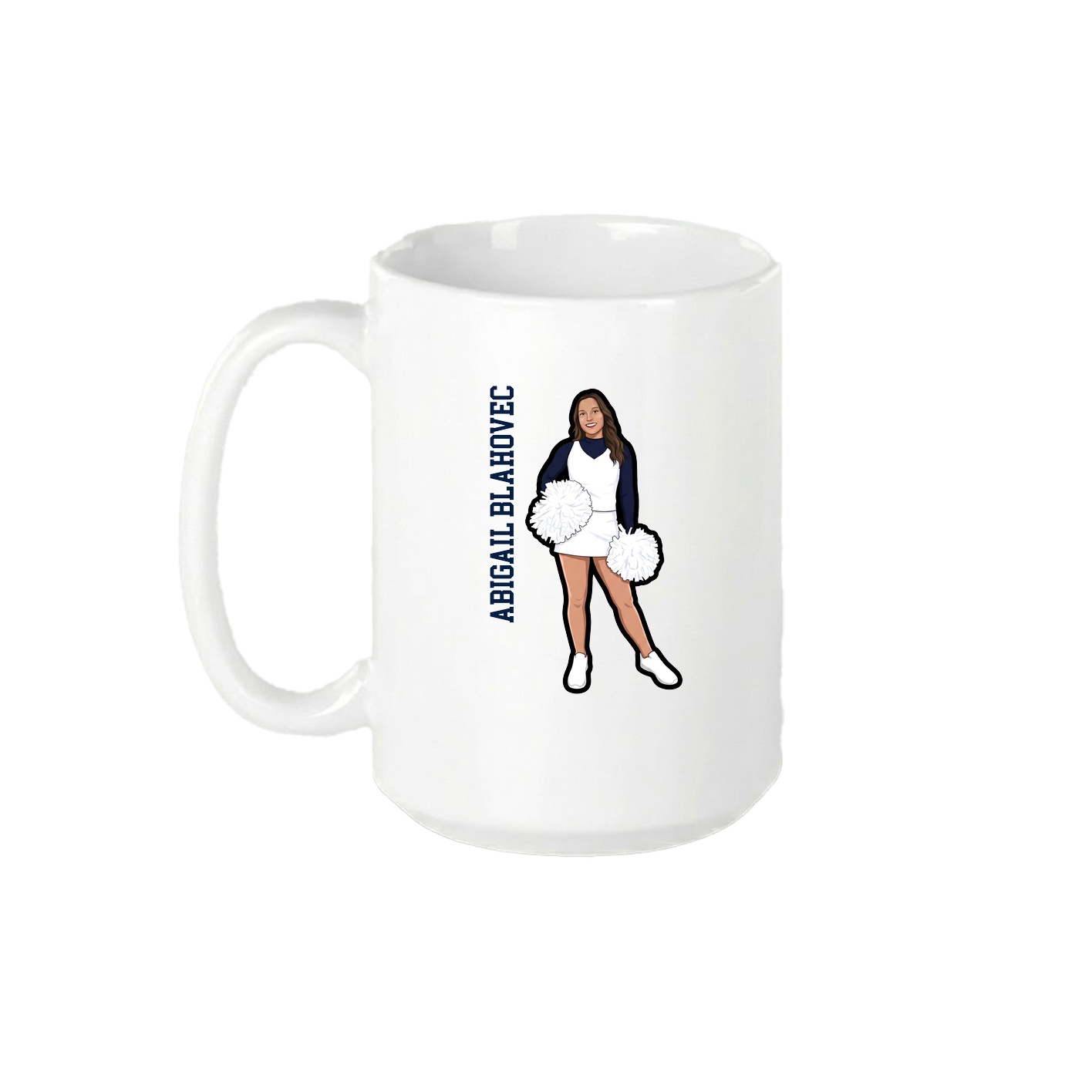 15oz Coffee Mug — Name Vertical in White