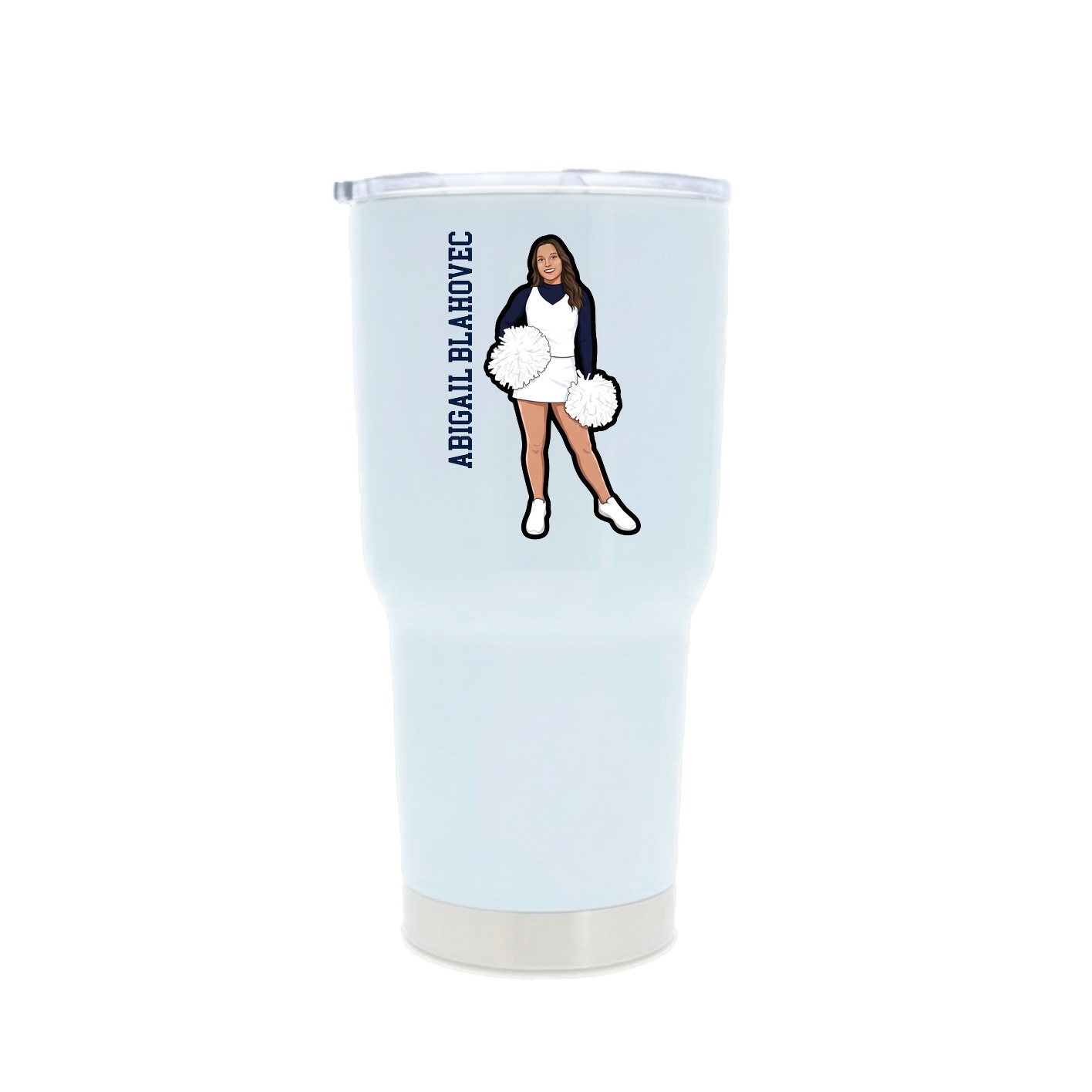30oz Stainless Steel Tumbler — Name Vertical in White