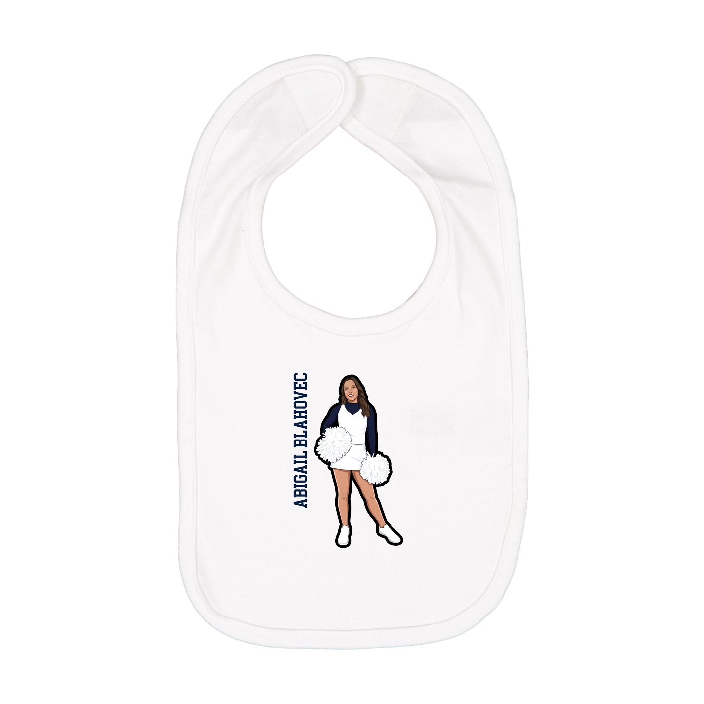 Infant Bib — Name Vertical in White