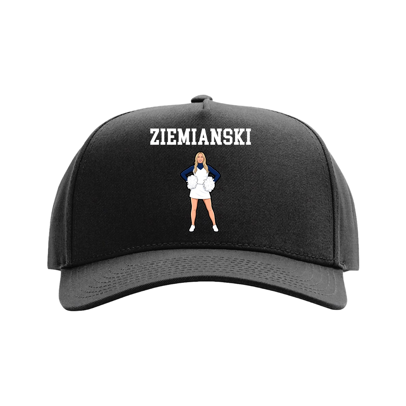 Full Fabric Five-Panel Champ Cap — Shirsey in Black