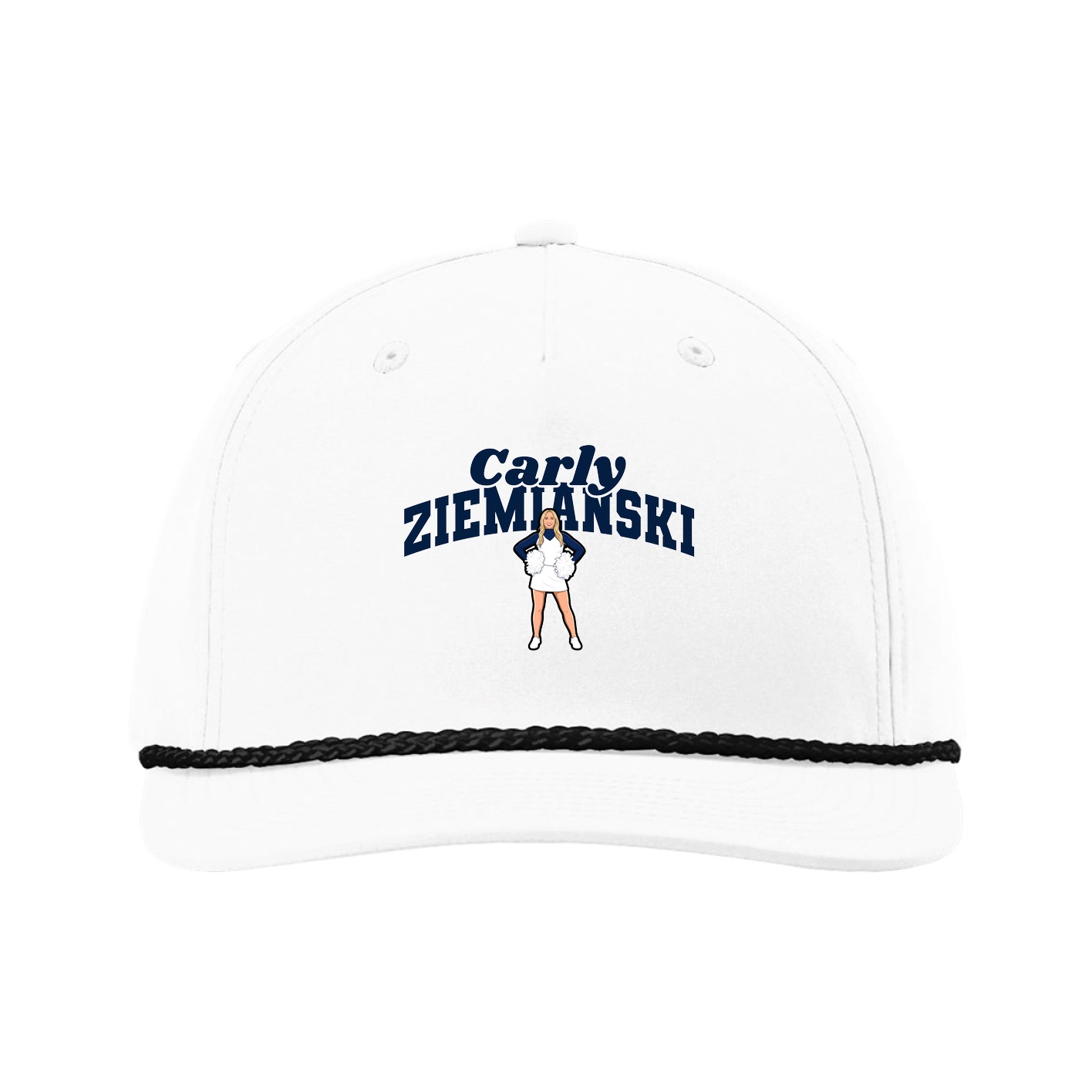 Five-Panel Classic Rope Cap — Signature Arch in White