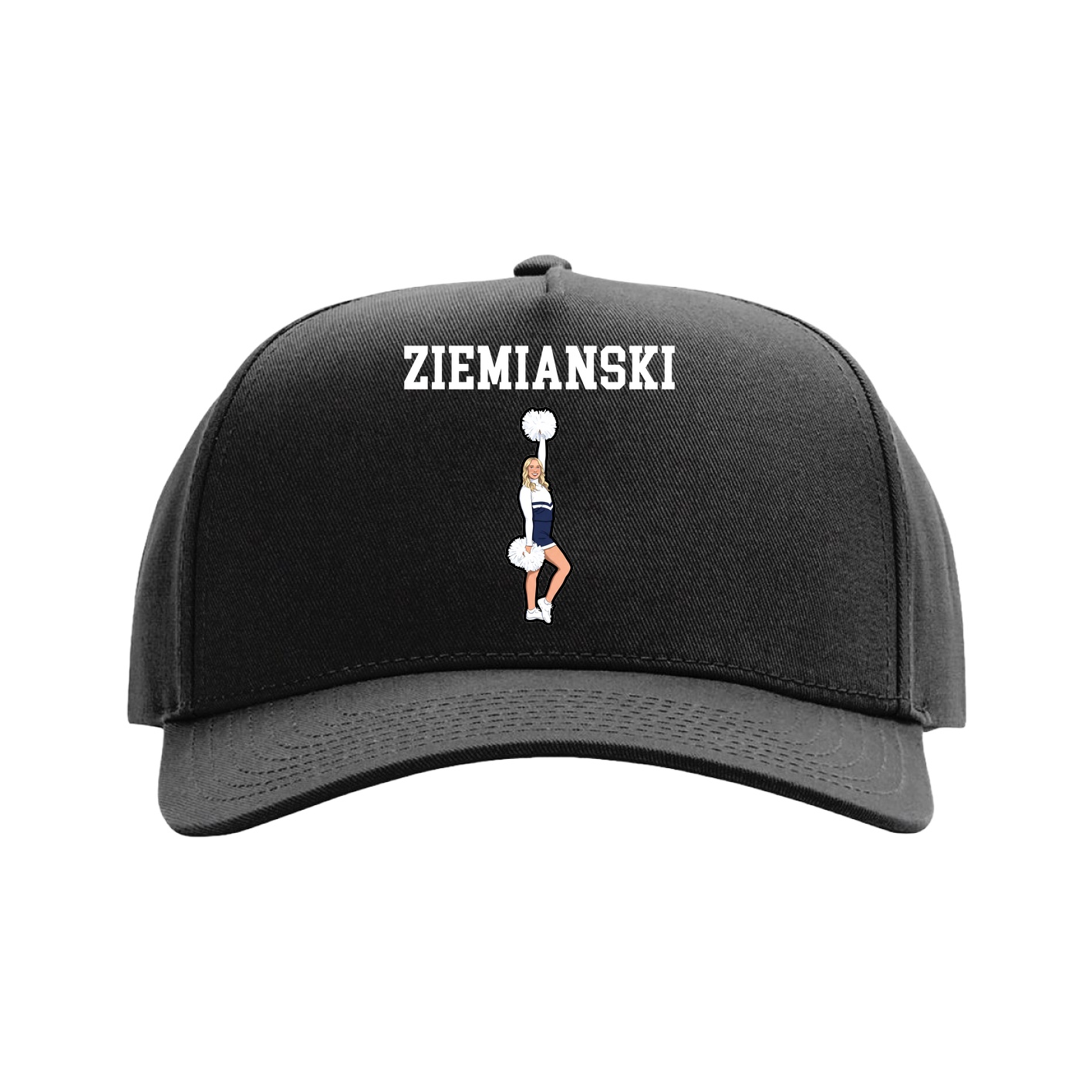 Full Fabric Five-Panel Champ Cap — Shirsey in Black