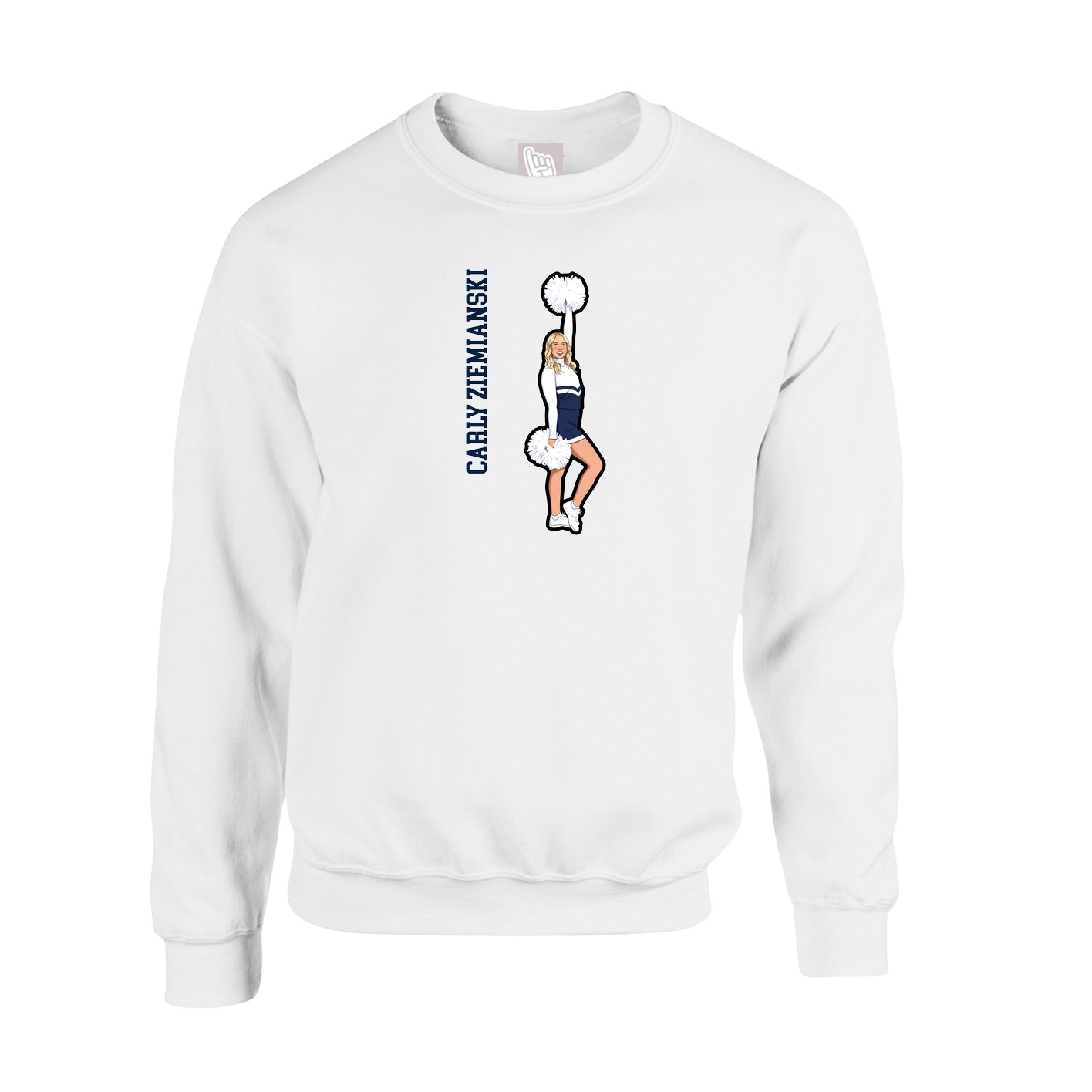 Fleece Crew — Name Vertical in White