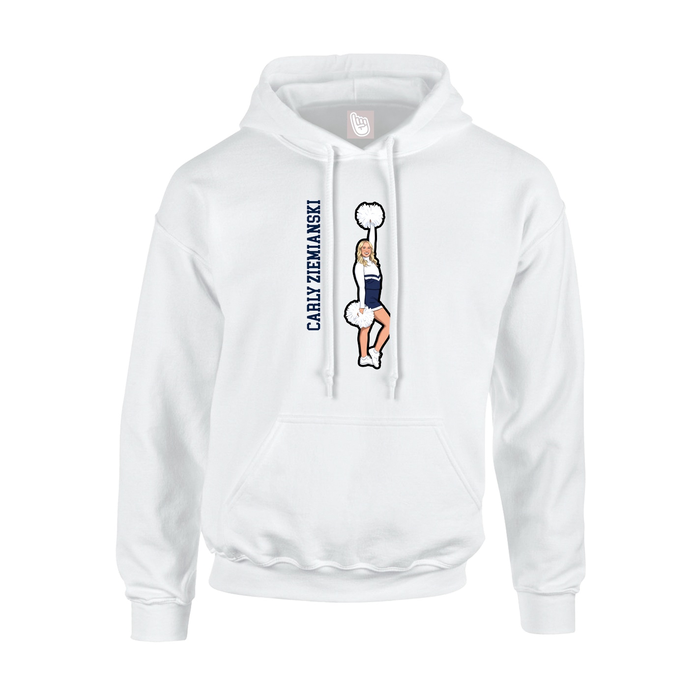 Youth Hoodie — Name Vertical in White