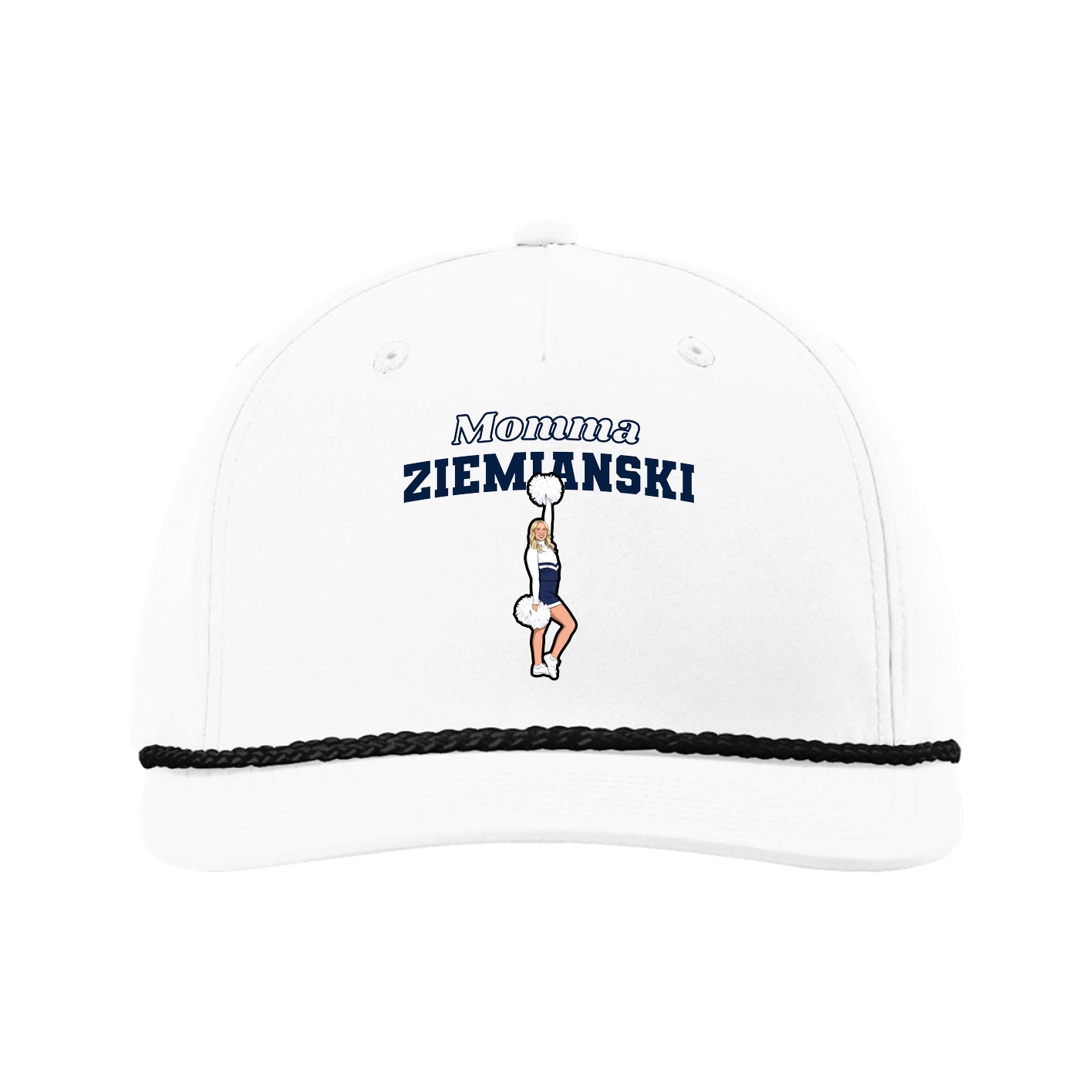 Five-Panel Classic Rope Cap — Mothers Day Block in White