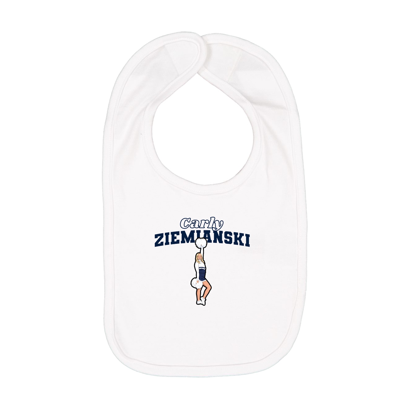 Infant Bib — Name Arch in White