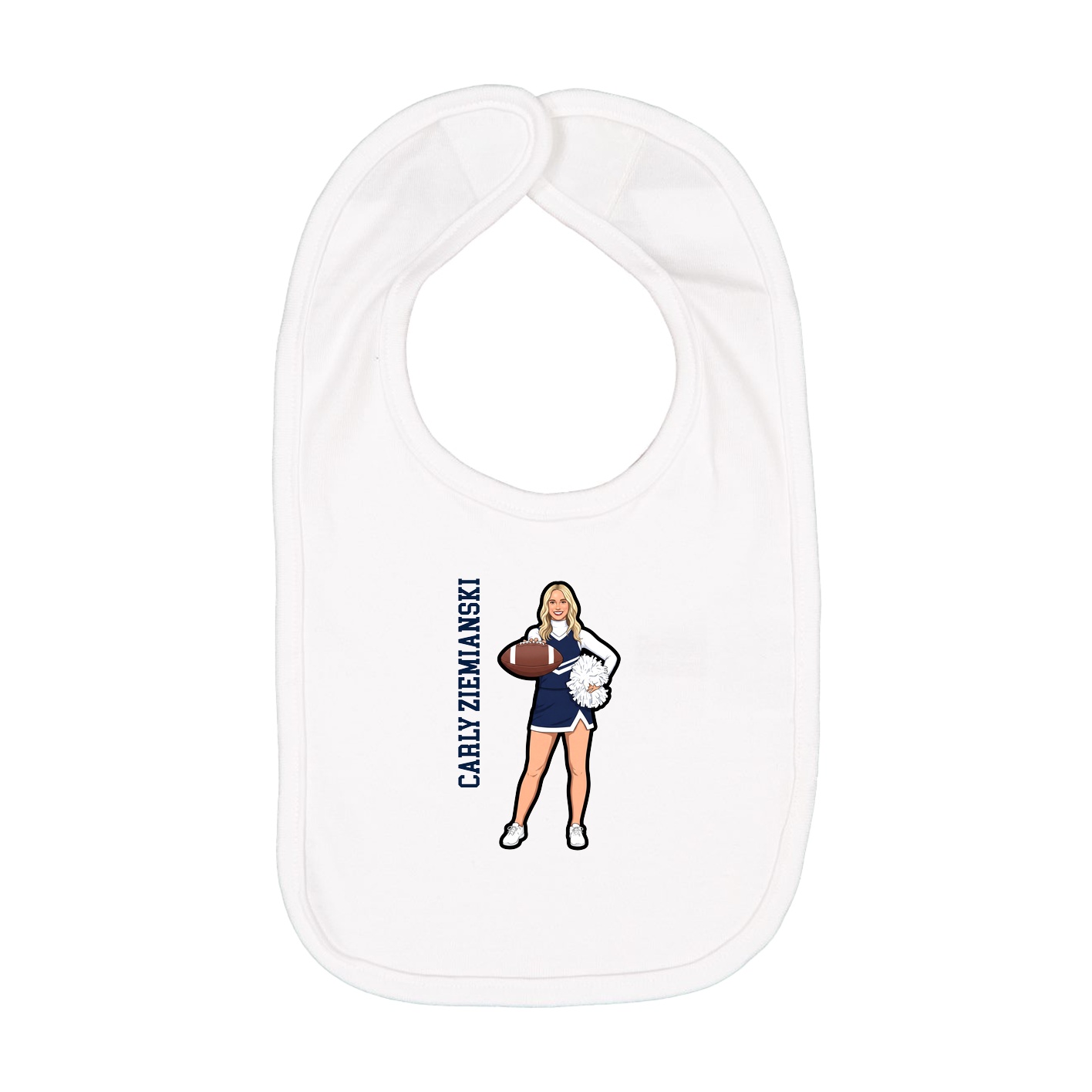 Infant Bib — Name Vertical in White