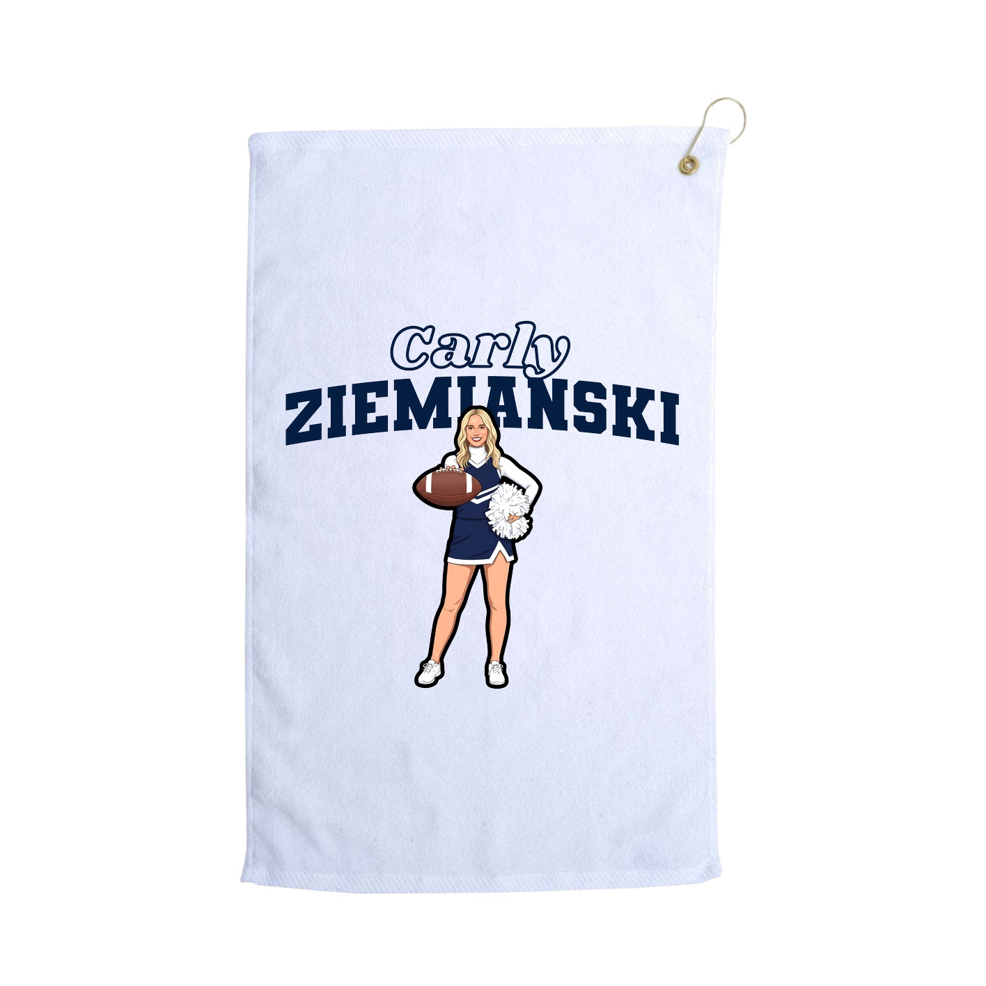 Golf Towel — Name Arch in White