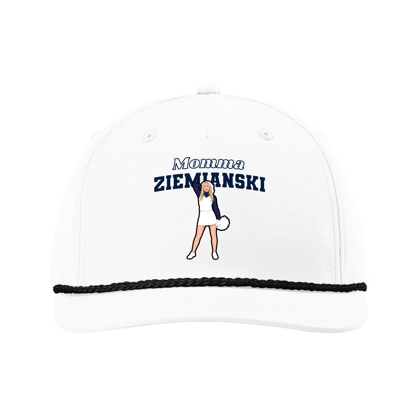 Five-Panel Classic Rope Cap — Mothers Day Block in White