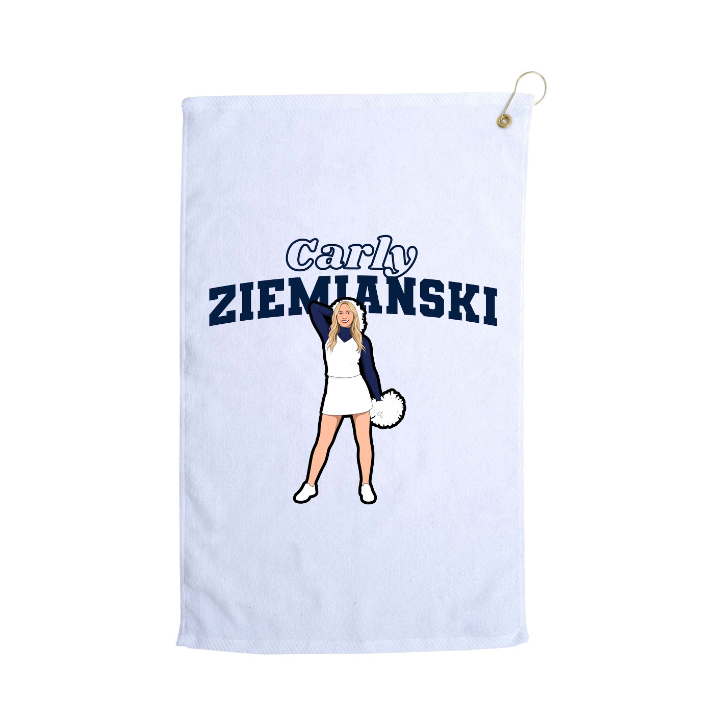 Golf Towel — Name Arch in White