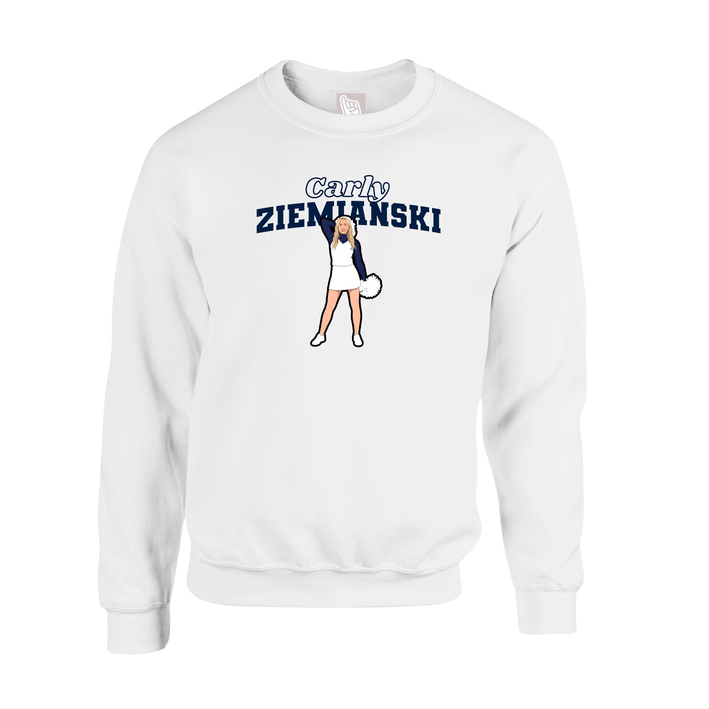 Fleece Crew — Name Arch in White