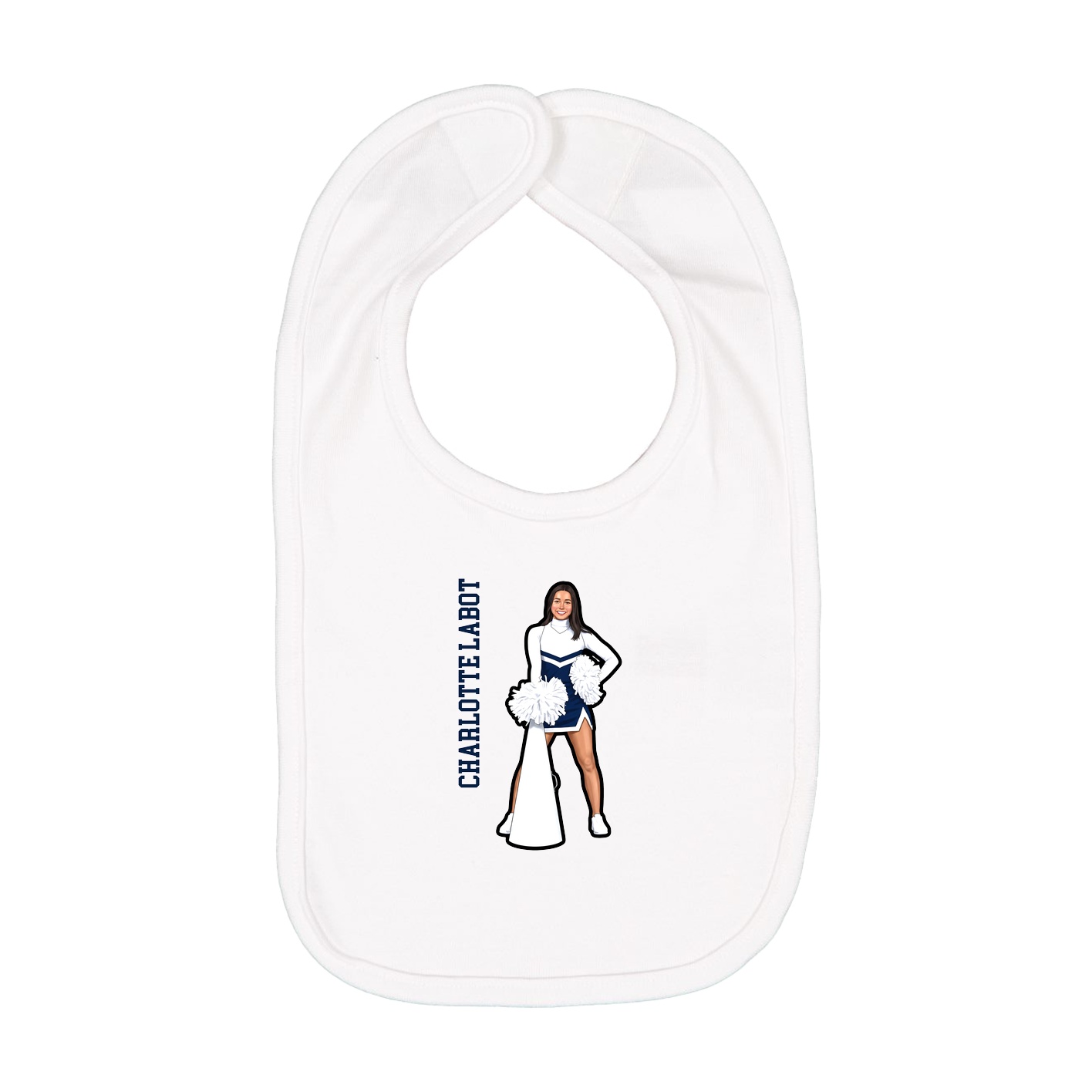 Infant Bib — Name Vertical in White