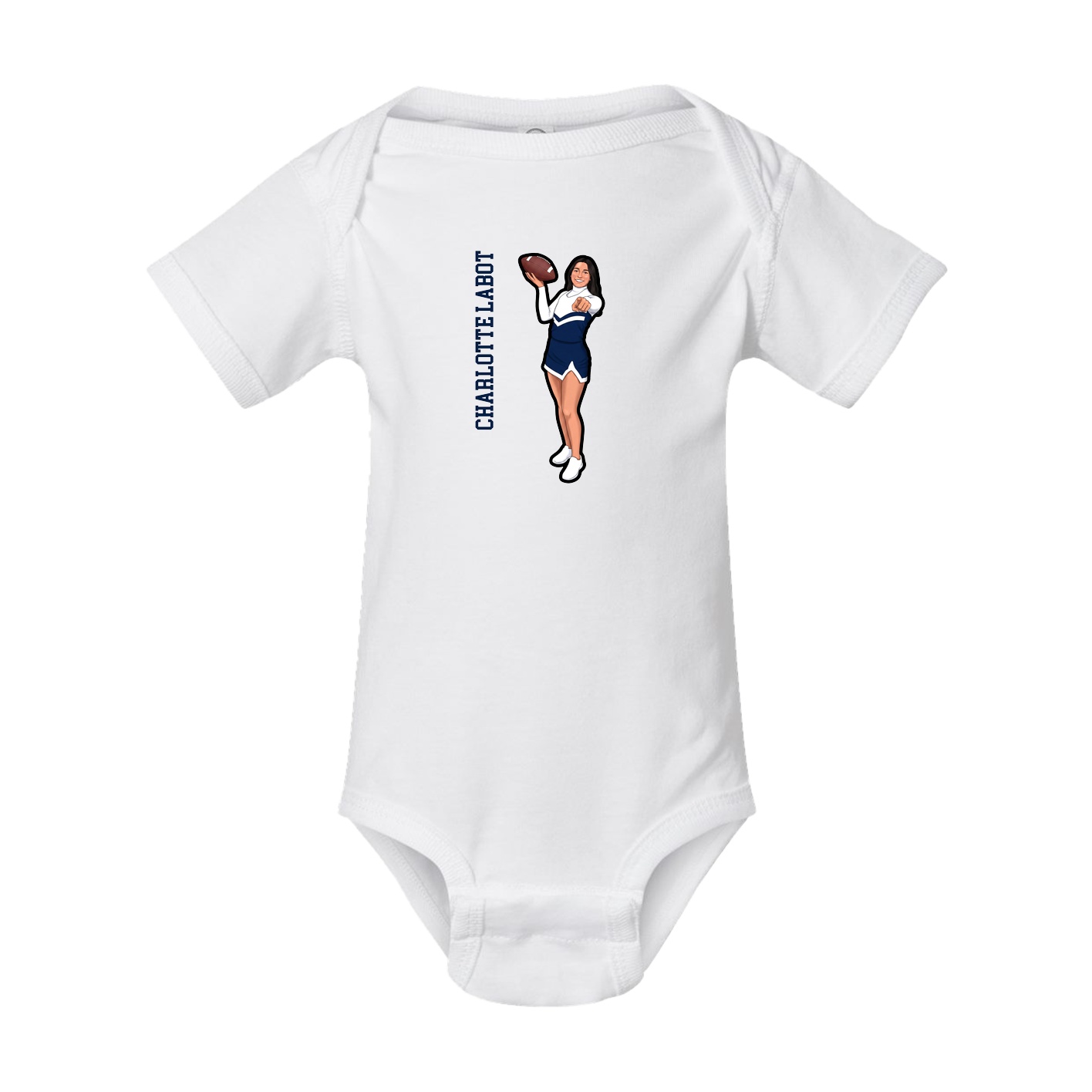 Baby Onesie — Name Vertical in White