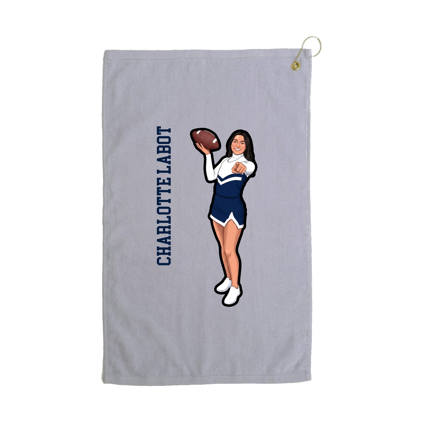 Golf Towel — Name Vertical in Grey