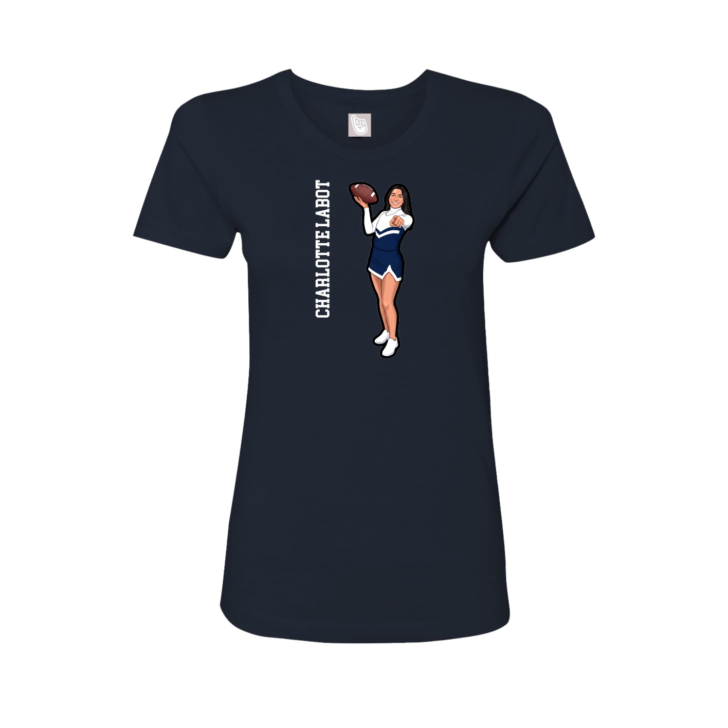 Womens Tee — Name Vertical in Navy