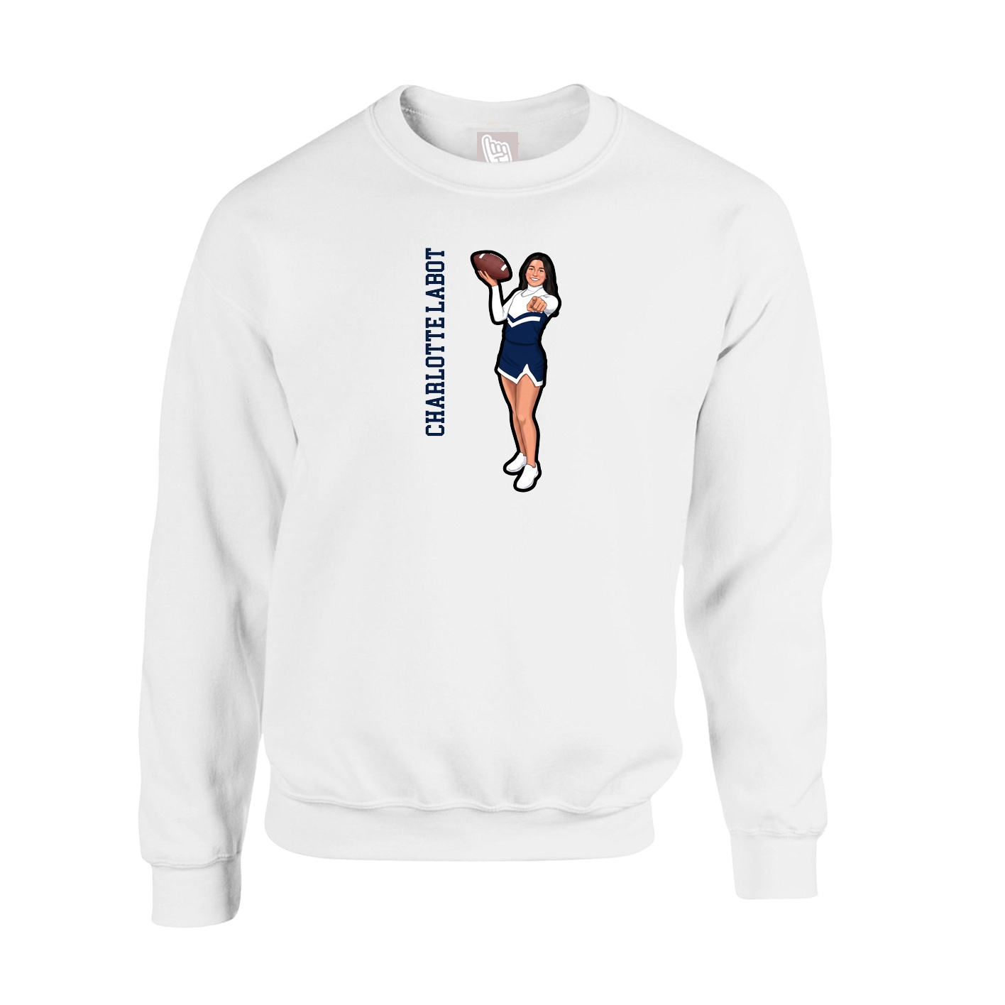 Fleece Crew — Name Vertical in White