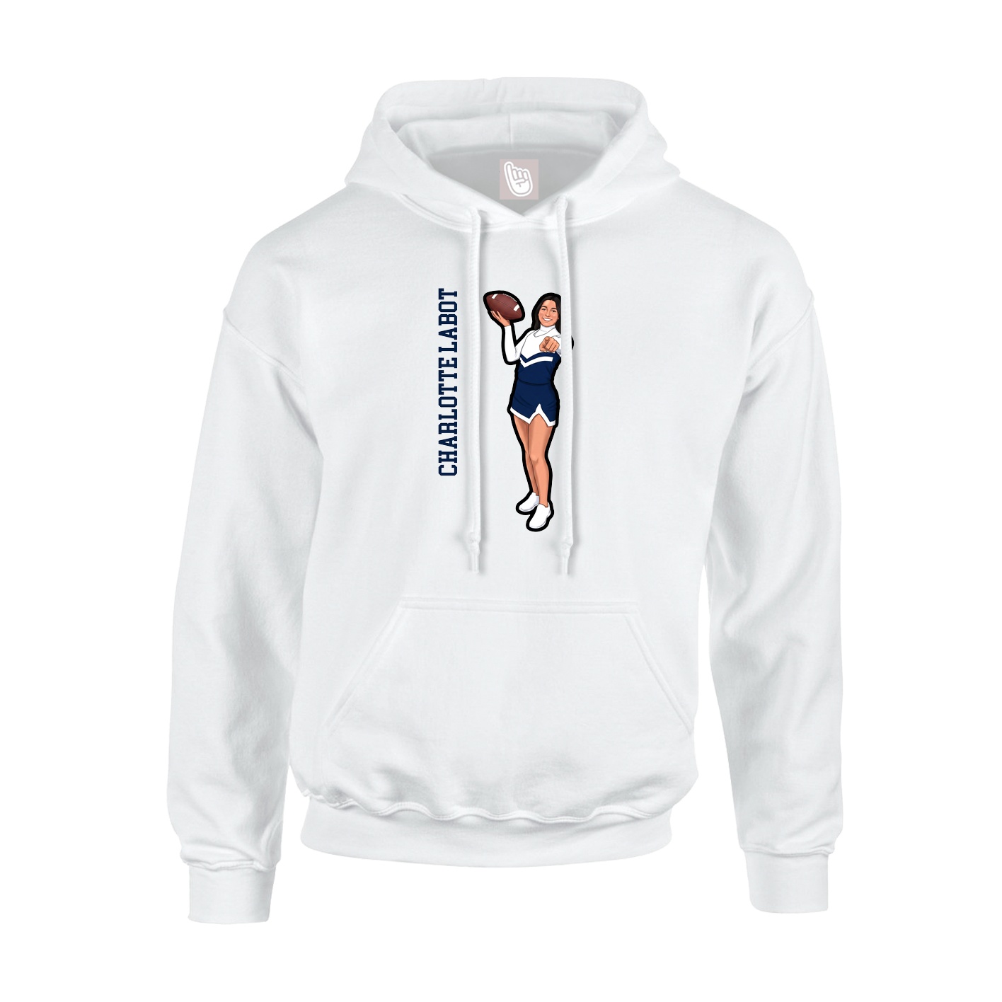 Youth Hoodie — Name Vertical in White