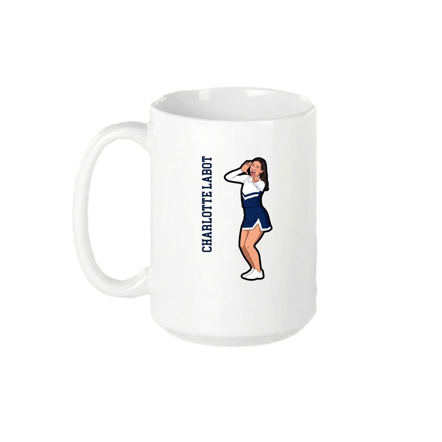 15oz Coffee Mug — Name Vertical in White