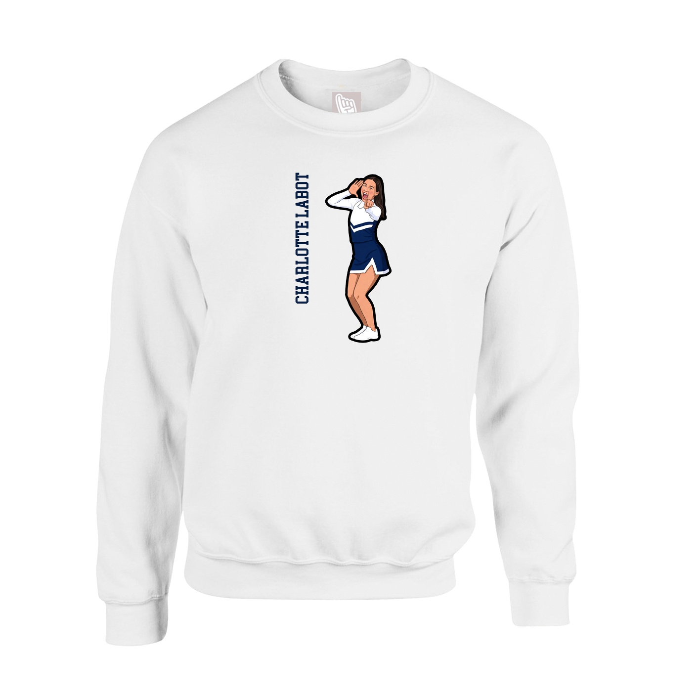 Fleece Crew — Name Vertical in White